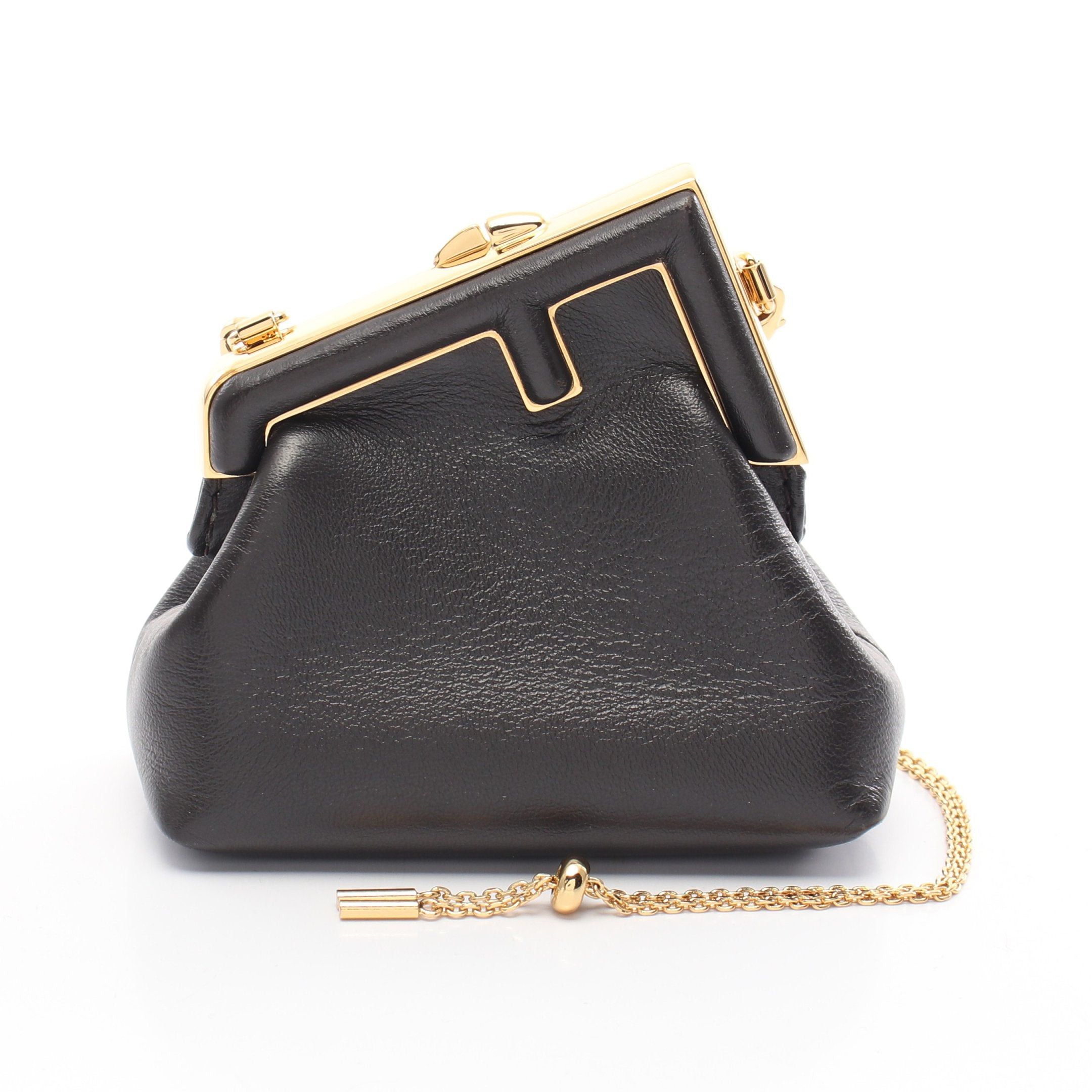 Fendi Fendi First Nano Charm Coin Purse Leather Dark Gray Size ONE SIZE - 1 Thumbnail