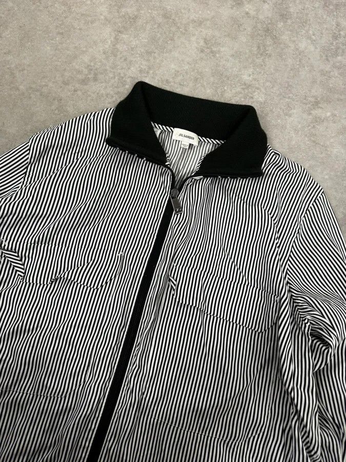 Jil Sander AW2015 Jil Sander Black & White Striped Light Zip-Up Jacket Size US M / EU 48-50 / 2 - 5 Thumbnail