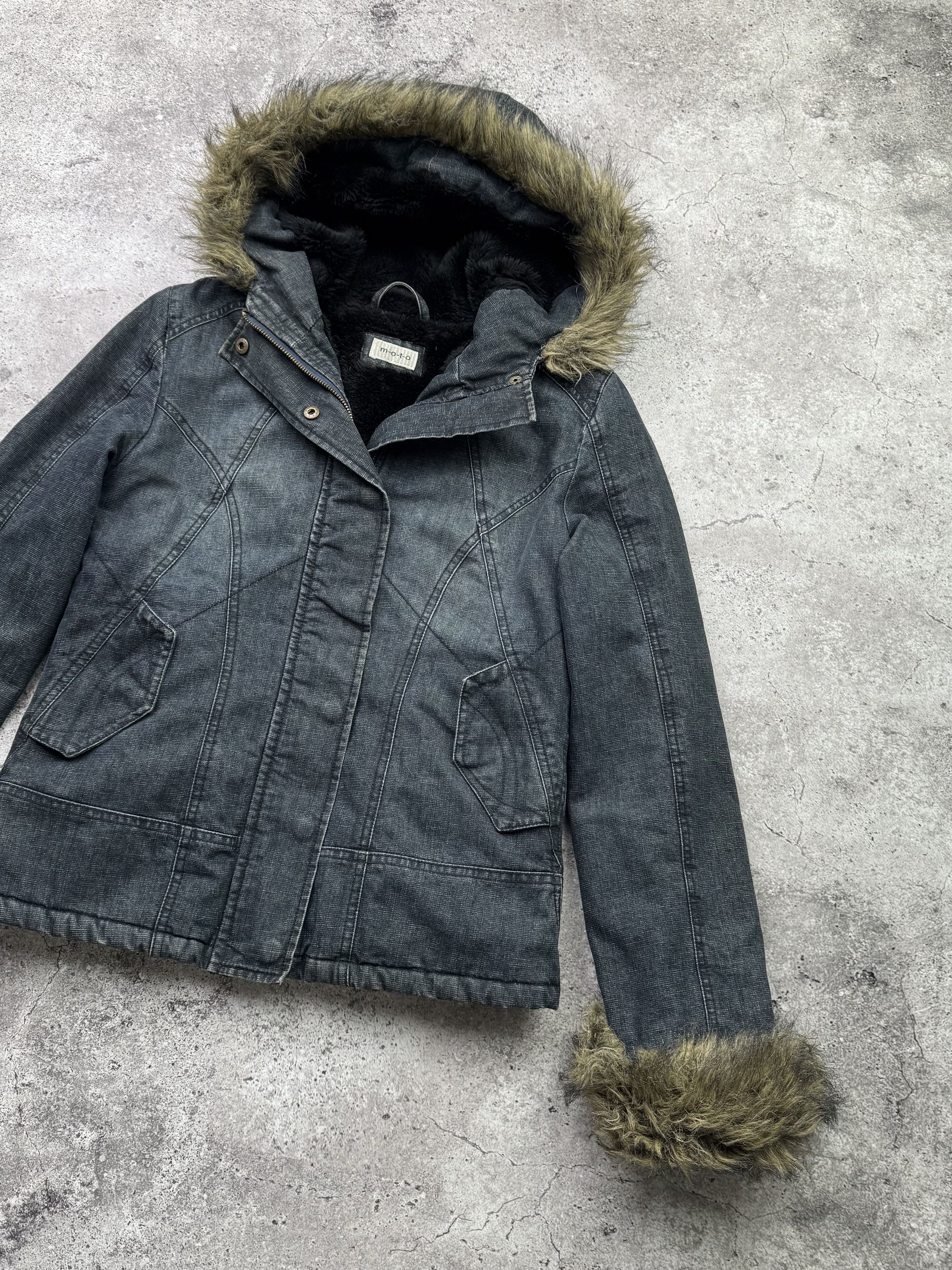 Japanese Brand Vintage Denim Cropped Jacket With Faux Fur Details C375(V43) Size M / US 6-8 / IT 42-44 - 3 Thumbnail