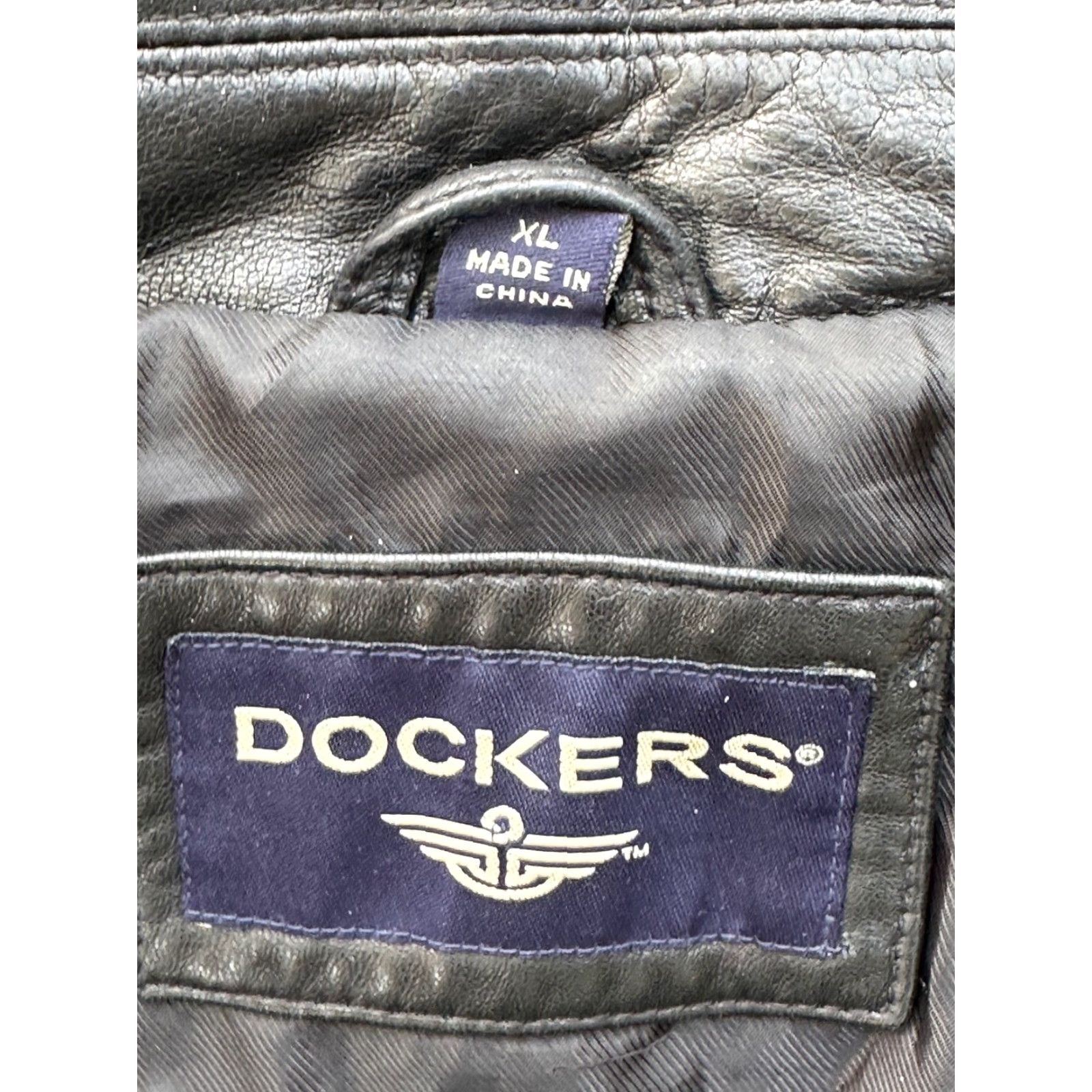 VINTAGE Dockers Men's Black Leather Jacket XL