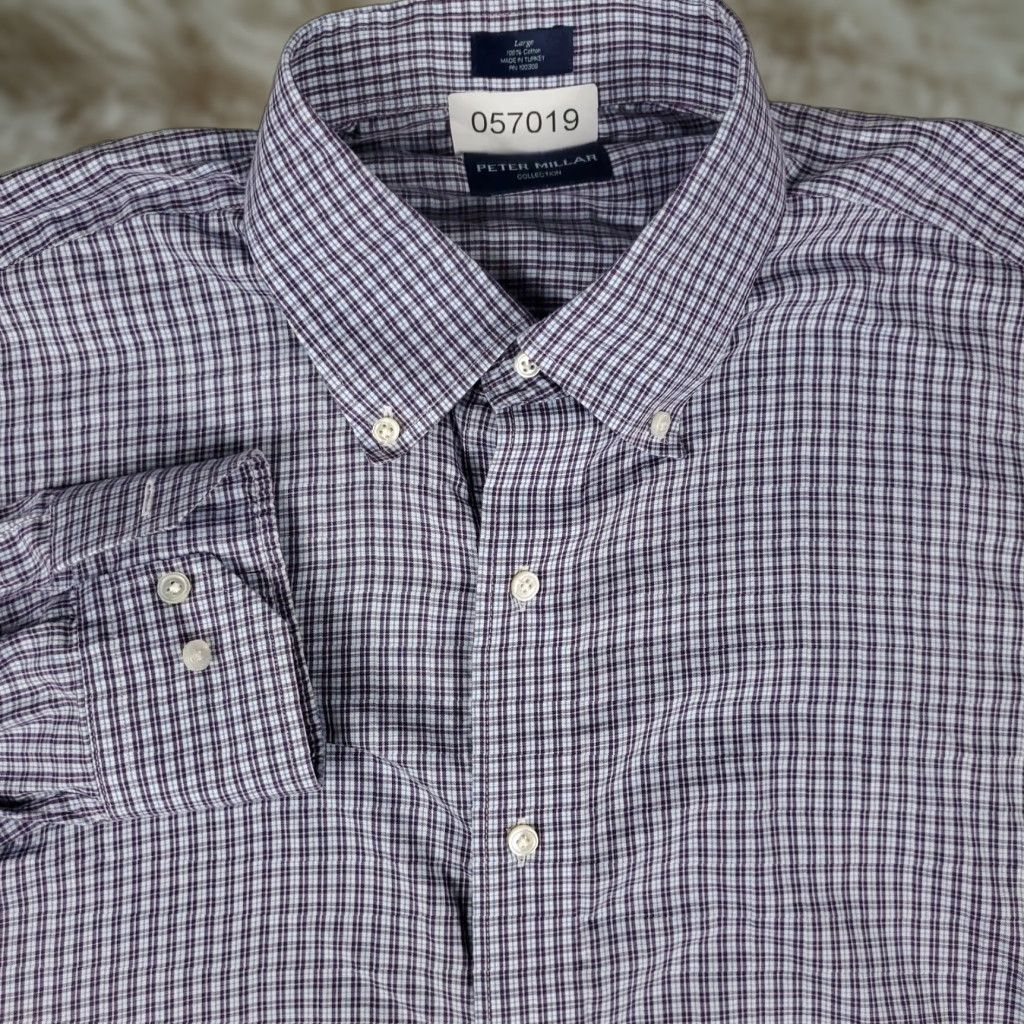 Peter Millar VINTAGE Peter Millar Shirt Men's Large Blue Purple Plaid Long Sleeve Casual Button-Up Size US L / EU 52-54 / 3 - 1 Thumbnail