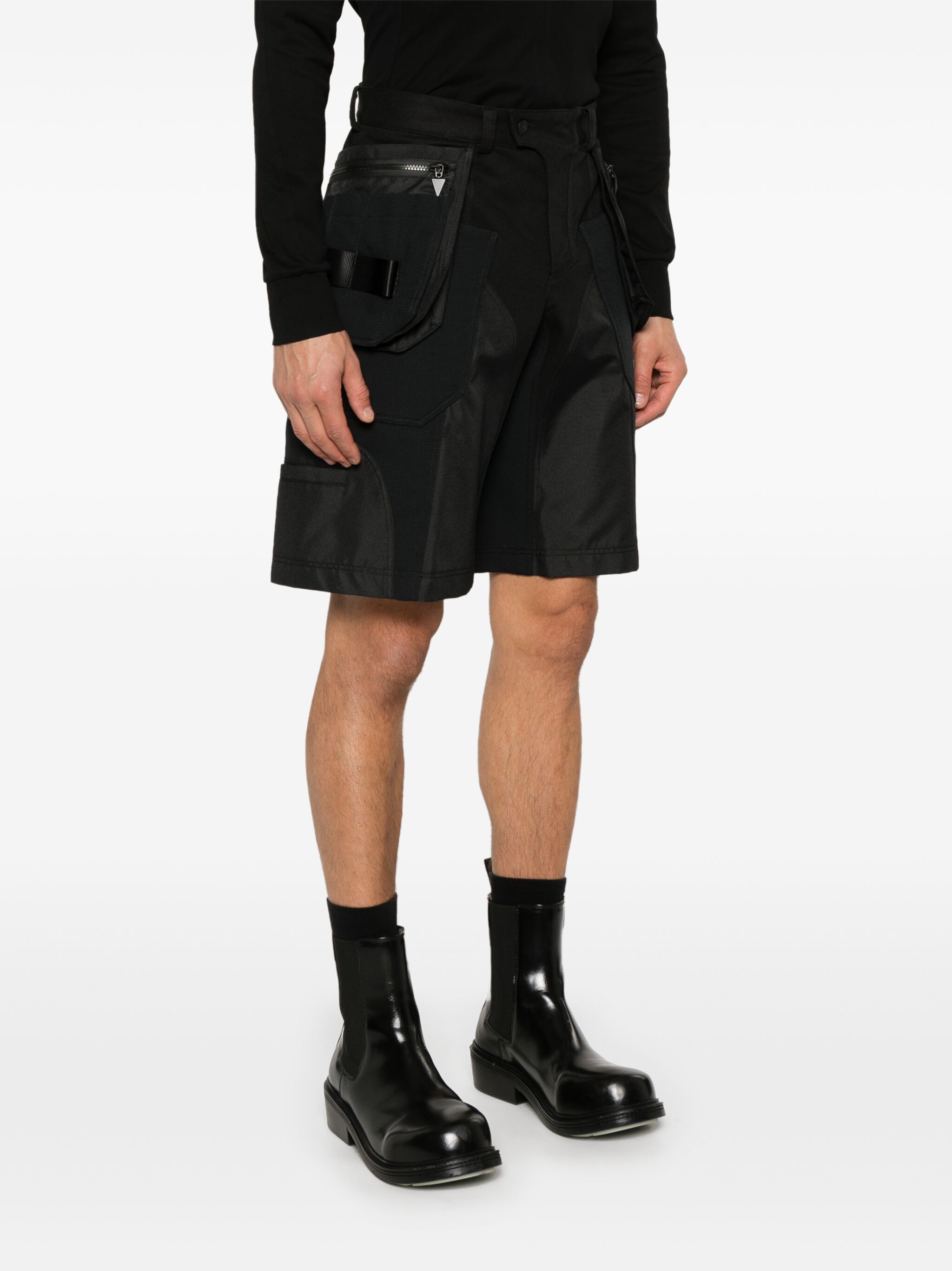 Mugler o1s22i1n1124 Bi-Material Cargo Bermuda Short in Black Size US 32 / EU 48 - 3 Thumbnail