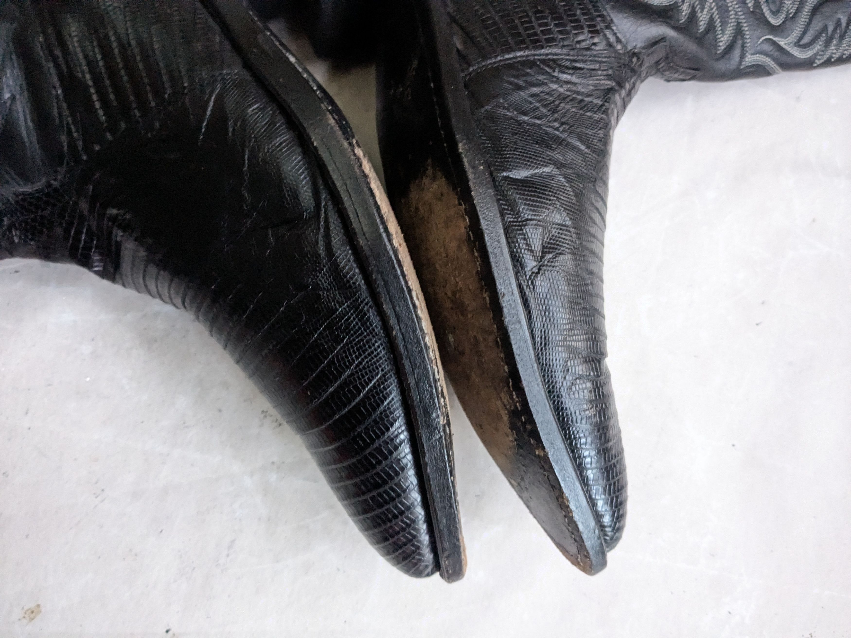 Genuine Leather Code West Cowboy Boots Black Lizard Leather 10.5 M Size US 10.5 / EU 43-44 - 10 Thumbnail