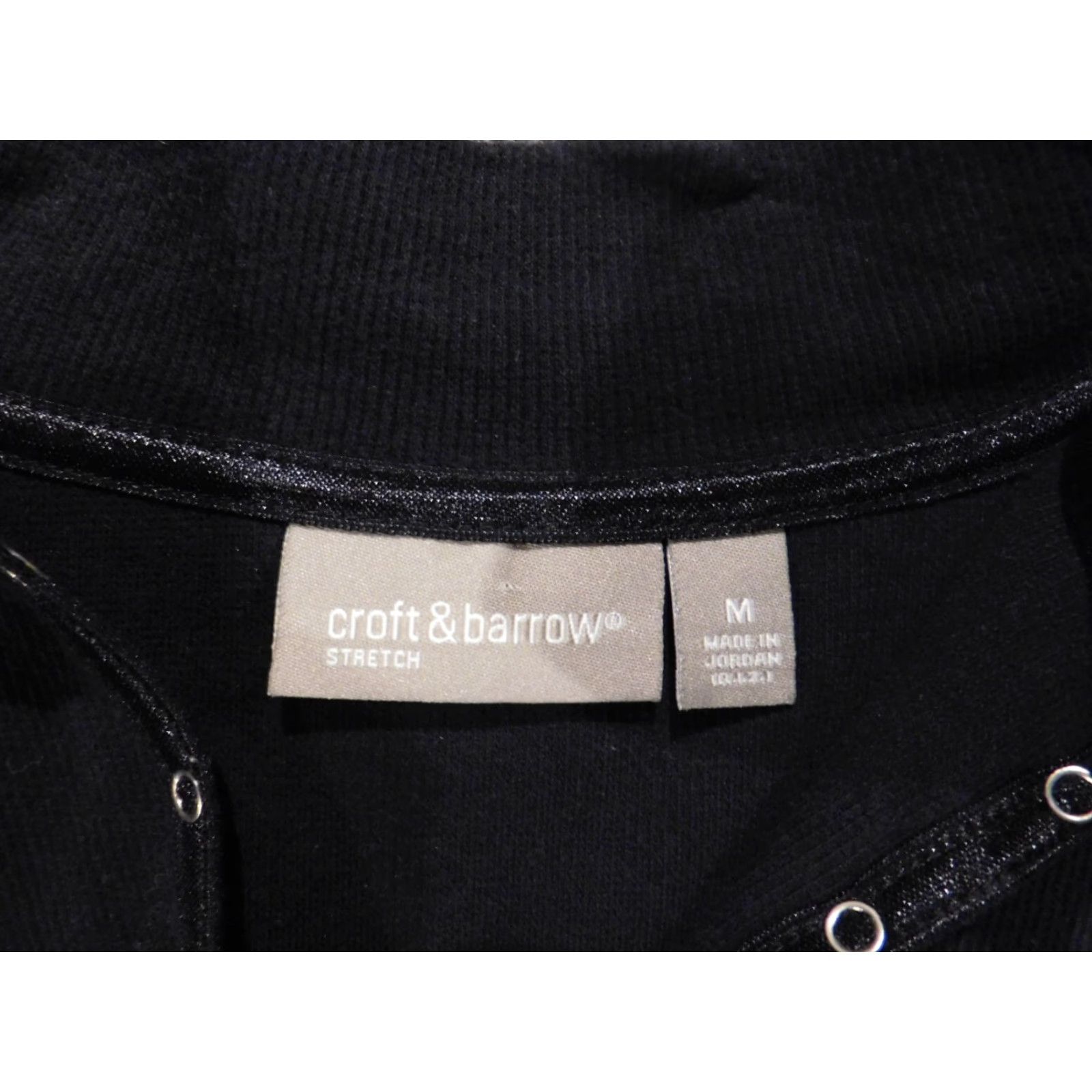 Croft & Barrow Croft & Barrow Blouse Womens M Black Cotton Polyester Rayon Crew Neck Pullover Casual Stretch Button Regular Traditional Vintage not applicable Size M / US 6-8 / IT 42-44 - 4 Thumbnail