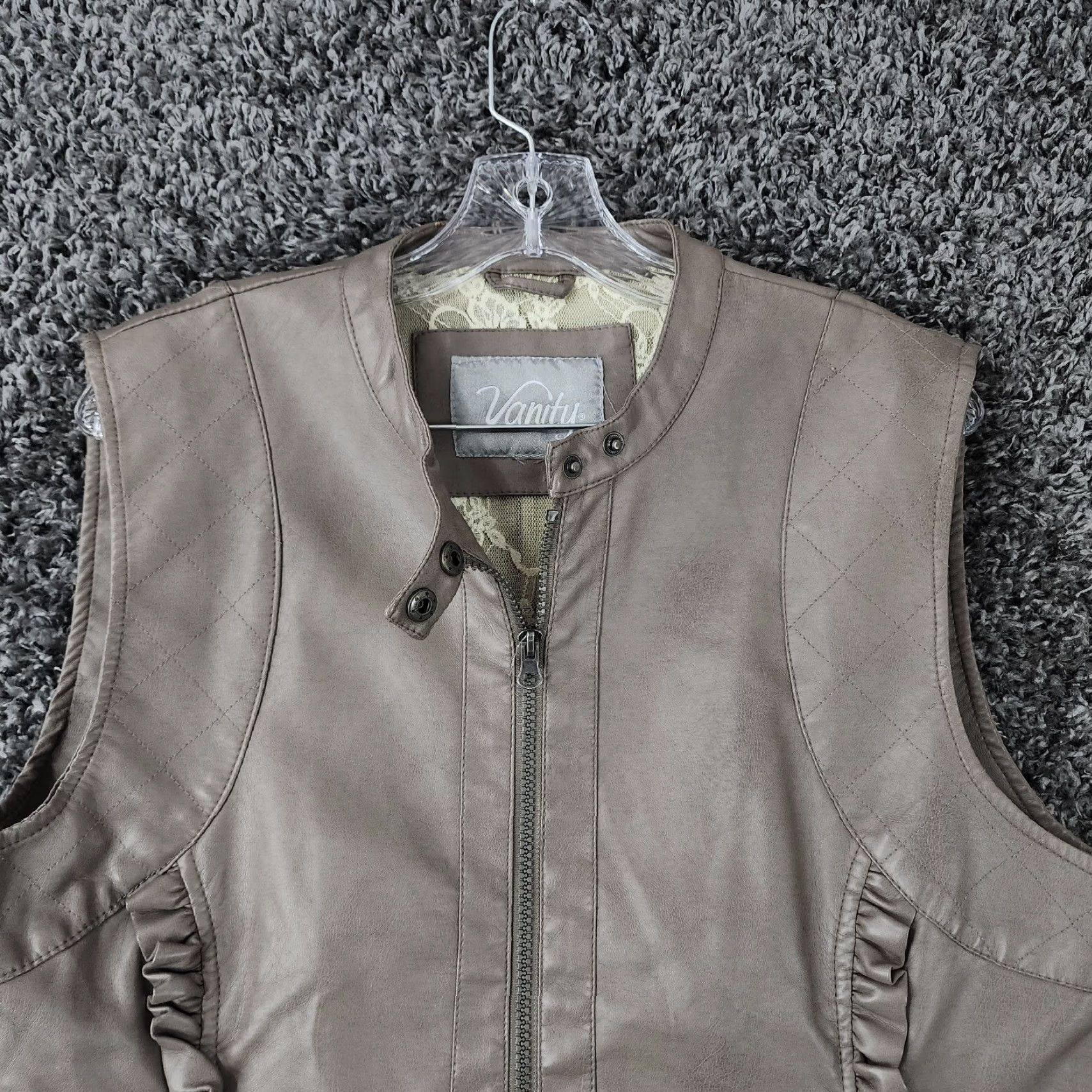 Vintage Vanity Vest Womens L-XL Beige Full Zip Polyurethane Size L / US 10 / IT 46 - 3 Thumbnail