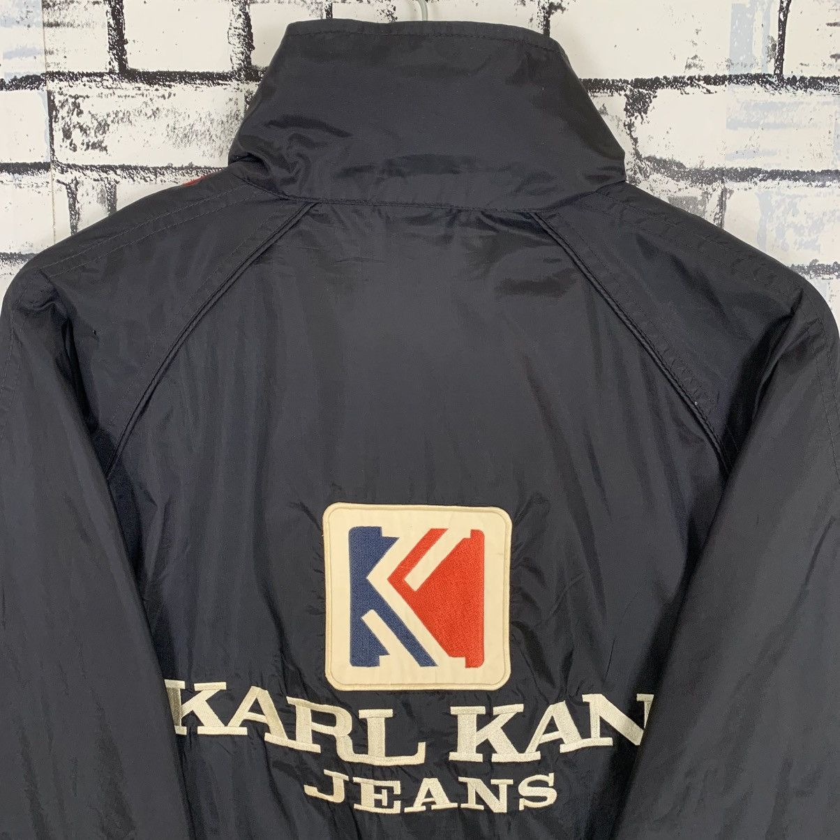 Designer × Karl Kani × Vintage Vintage intage Karl Kani Jeans Light Zip Up Jacket Big Logo Size US L / EU 52-54 / 3 - 6 Thumbnail