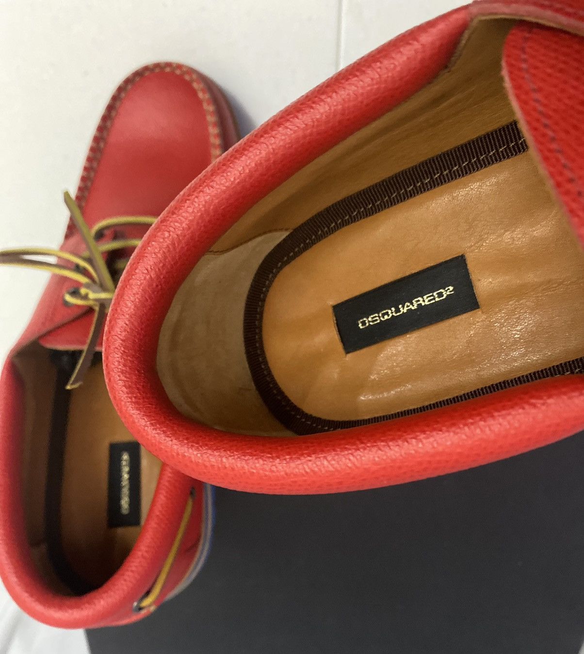 Dsquared2 Dsquared2 🇮🇹 Fire Leather Handmade Contrast Boat Shoes 7 NEW Size US 7 / EU 40 - 2 Thumbnail