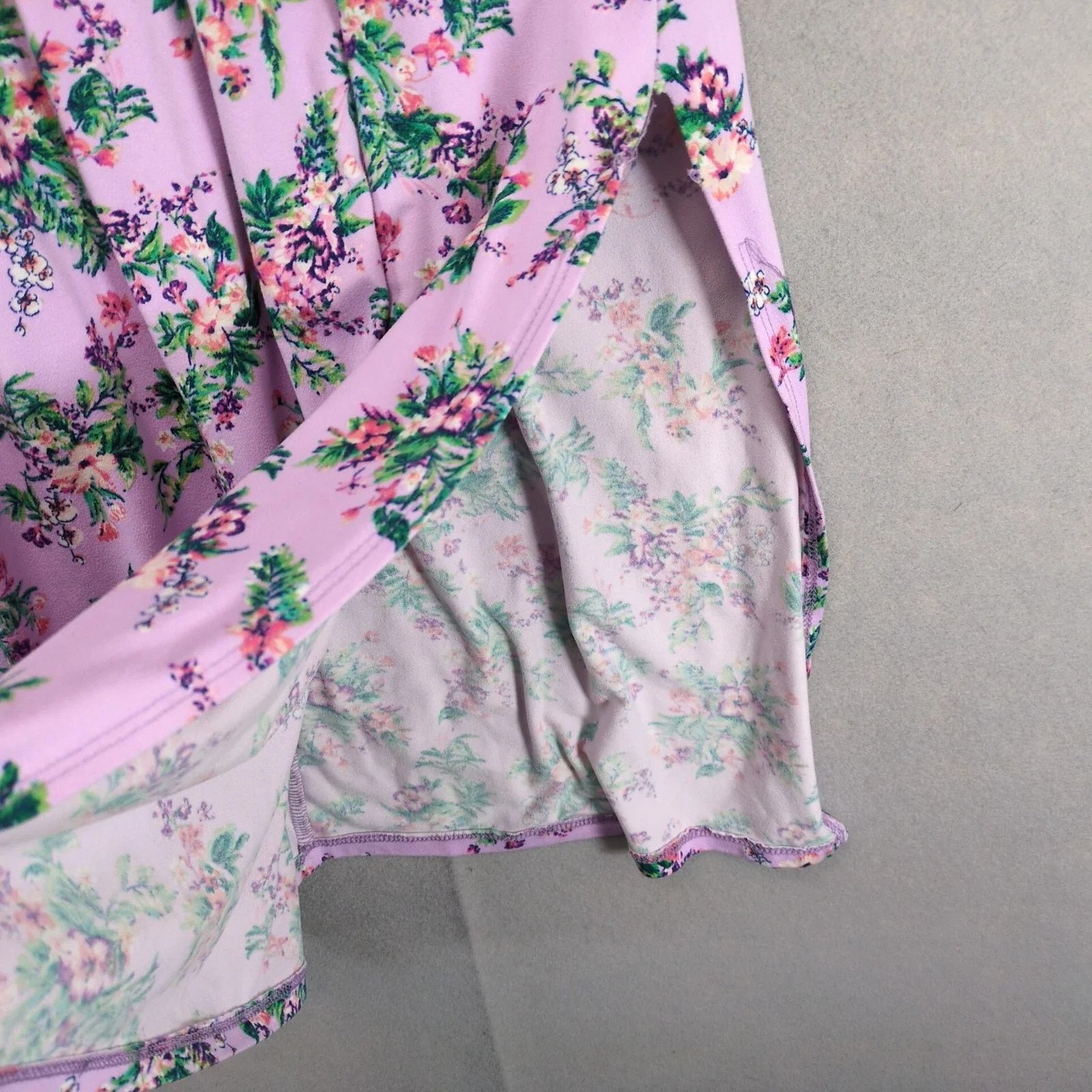 Other Love, Alexa Purple Floral Midi Dress XL Stretch Puff Sleeve Size XL / US 12-14 / IT 48-50 - 9 Thumbnail