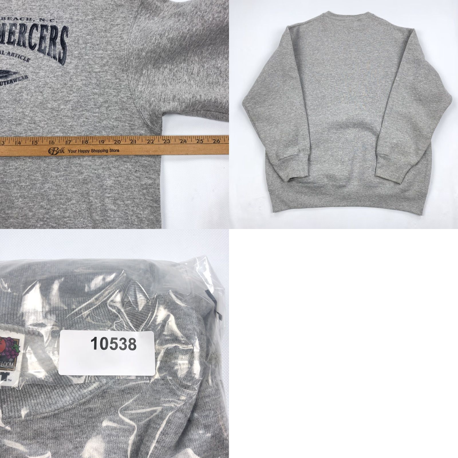 Fruit Of The Loom VINTAGE Fruit of the Loom Johnnie Mercers Pier Wrightsville Beach Crewneck L Pullover Sweatshirt Gray Mens 90s Nautical Retro Beach Size US L / EU 52-54 / 3 - 8 Thumbnail