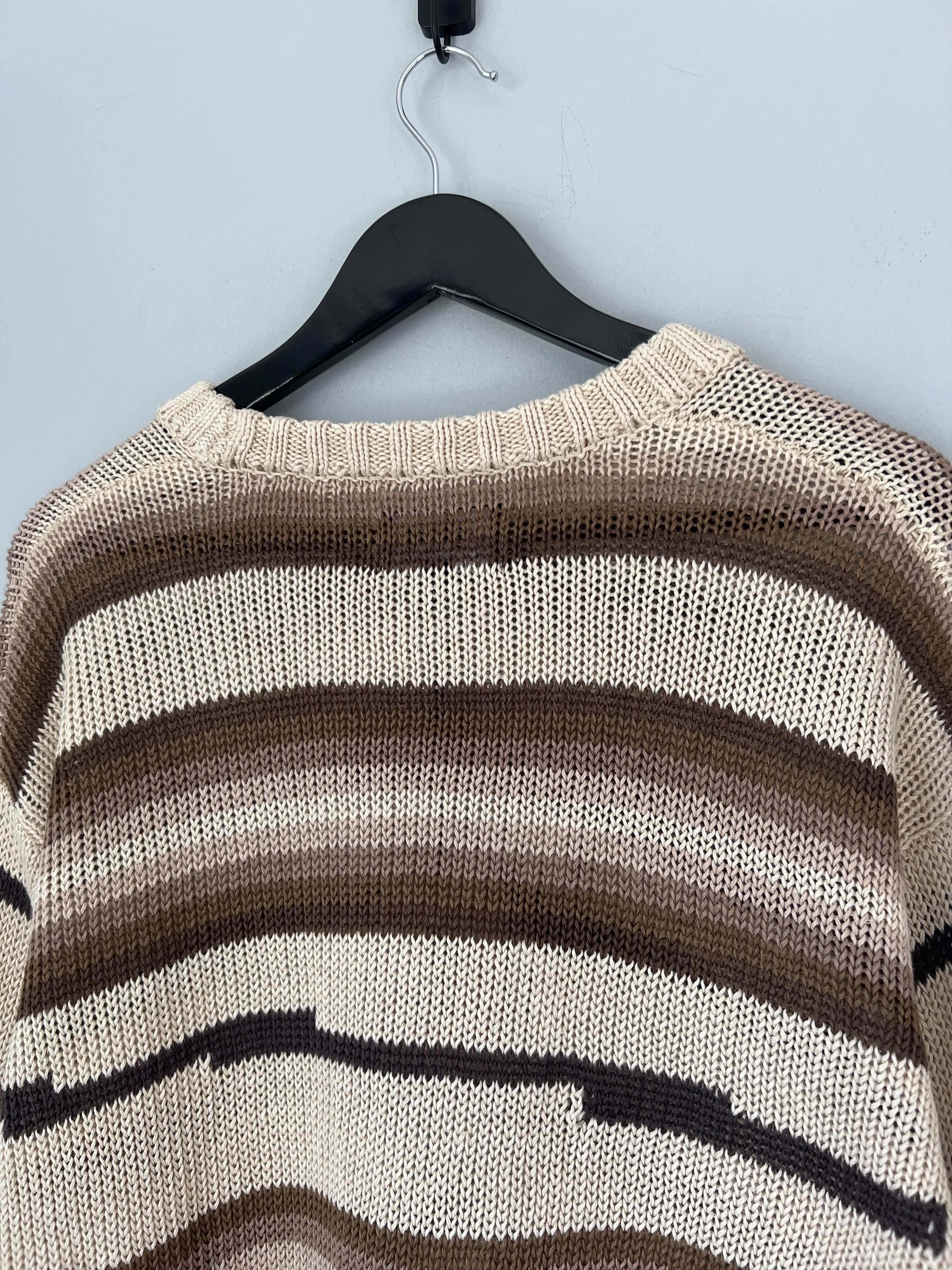 Stussy Stussy Tonal Stripe Sweater in Brown Size US XL / EU 56 / 4 - 6 Thumbnail