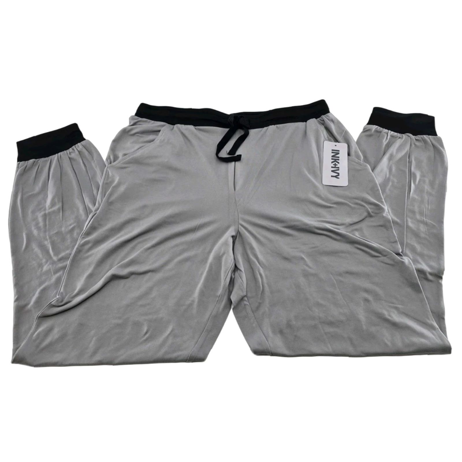 Vintage INK+IVY Men’s Pajama Bottoms - Sleepwear Sweatpants - Gray - M - Drawstring - Elastic Waist - Polyester Spandex - Machine Washable - Men's Size US 31 - 1 Thumbnail