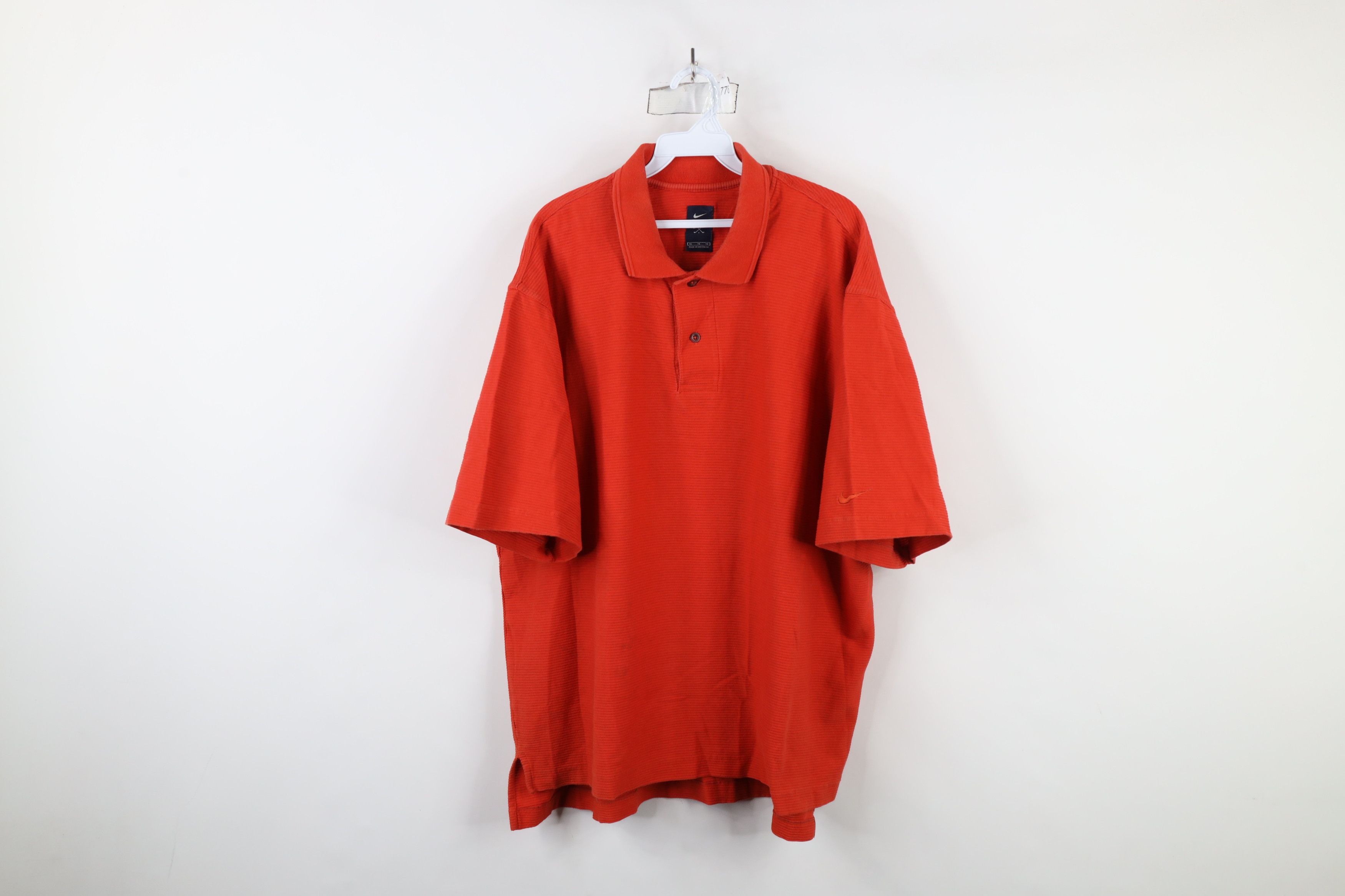 Nike × Vintage Vintage Nike Golf Knit Travis Scott Mini Swoosh Polo Orange Size US XL / EU 56 / 4 - 1 Thumbnail