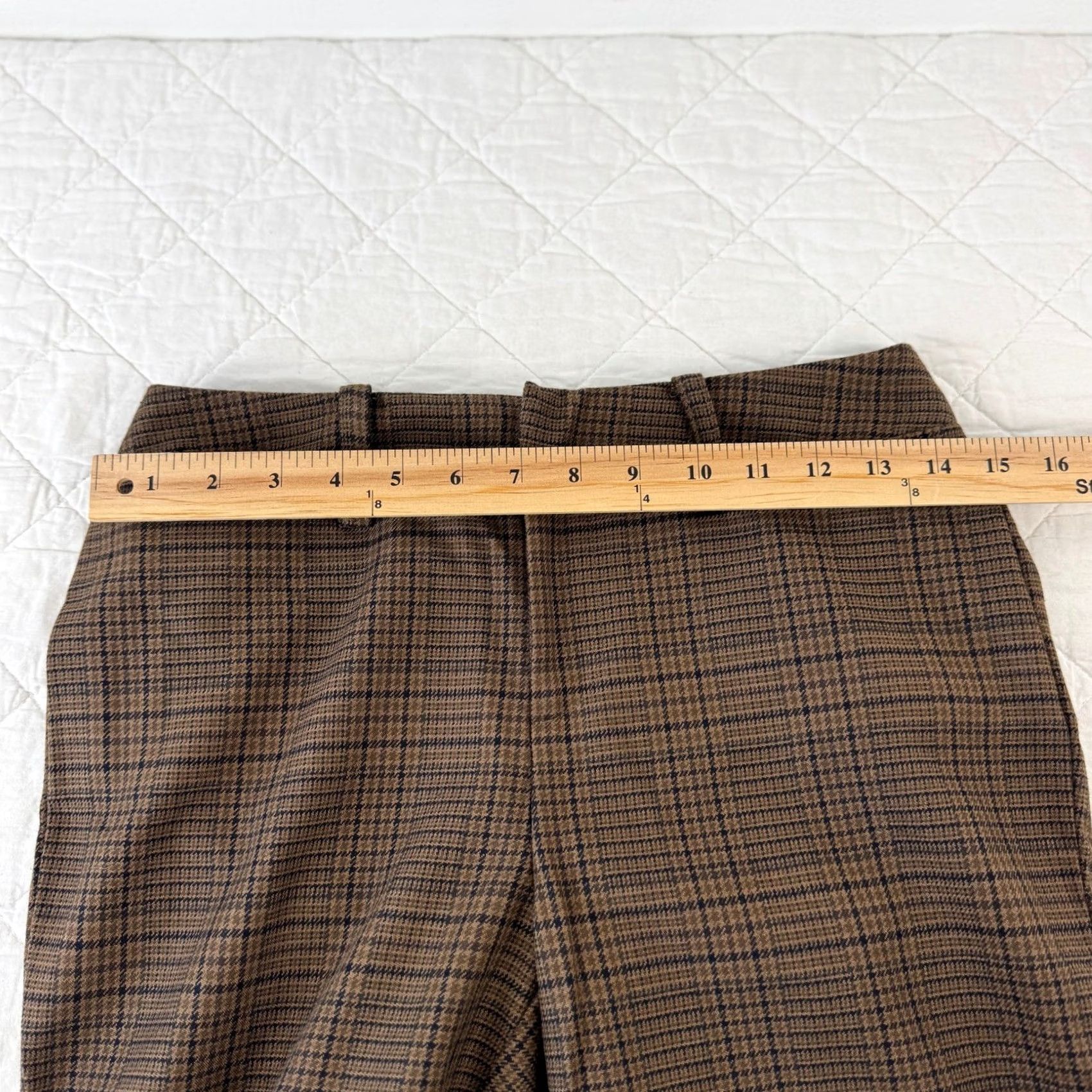 Urban Outfitters Urban Outfitters Brown Plaid Flare Leg Trousers Mid Rise Career Pants Womens Size 2 Size 26" / US 2 / IT 38 - 6 Thumbnail
