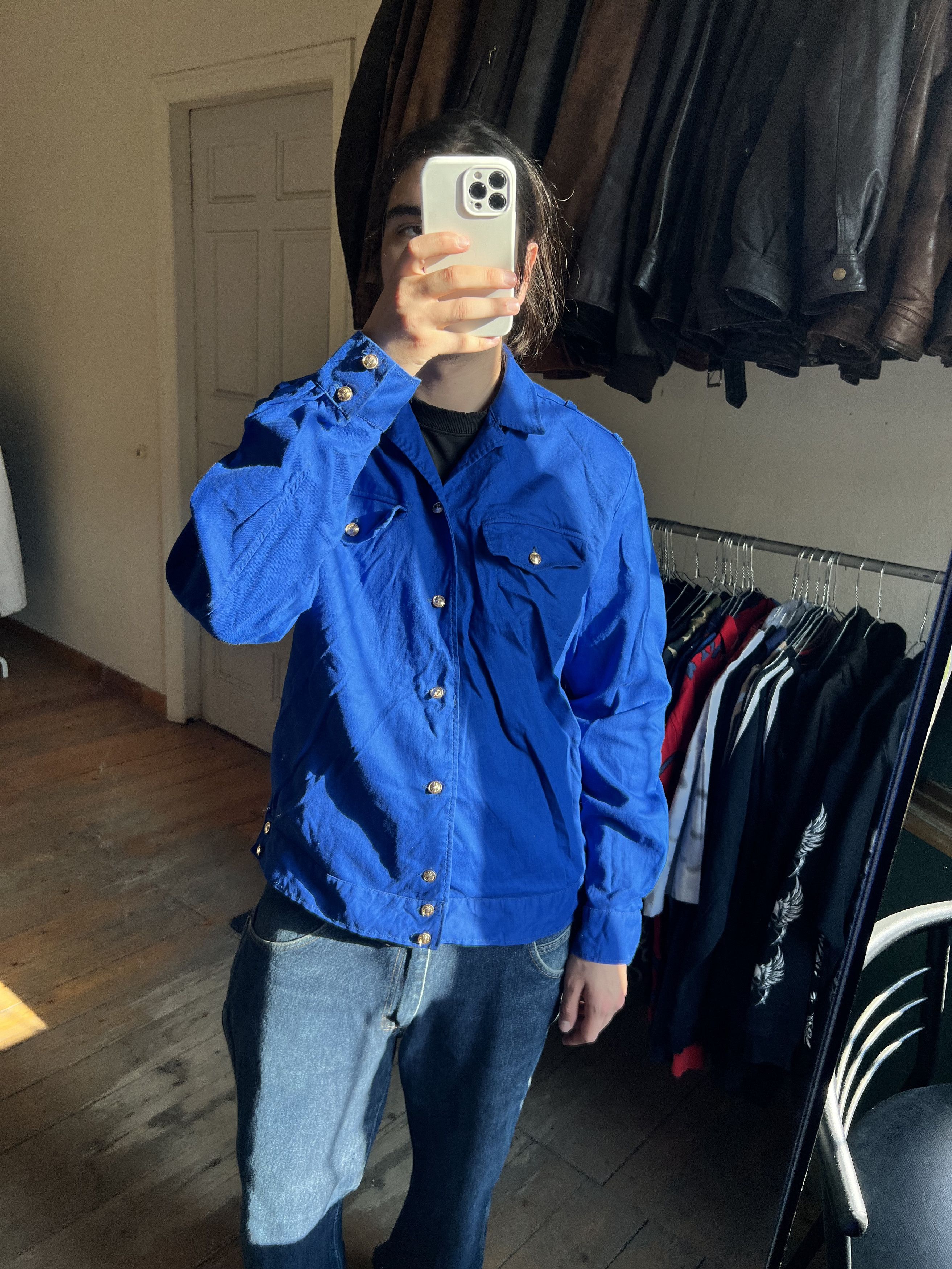 Other Retro 1960s 70s Indigo Button Sea Navy USA Shirt Jacket Size US XL / EU 56 / 4 - 5 Thumbnail