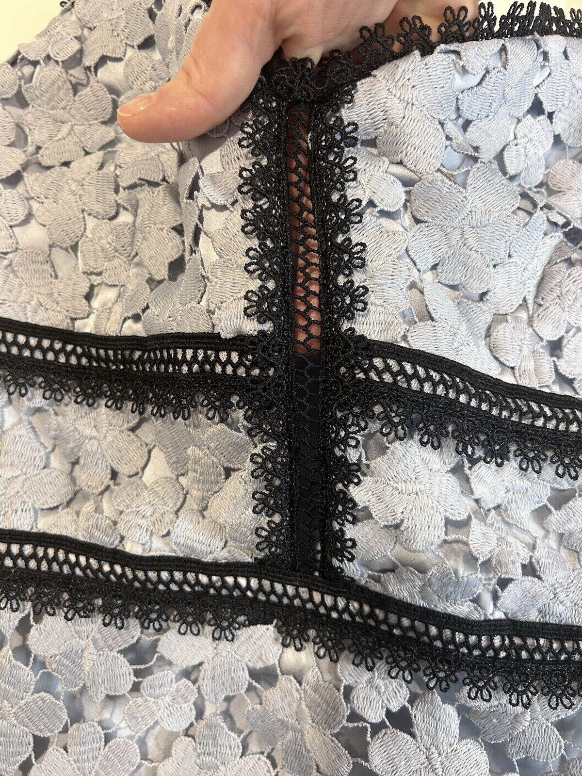 Designer Jill Stuart Blue Lace Crochet Elle Cocktail Midi Dress Sz 4 Size S / US 4 / IT 40 - 7 Thumbnail