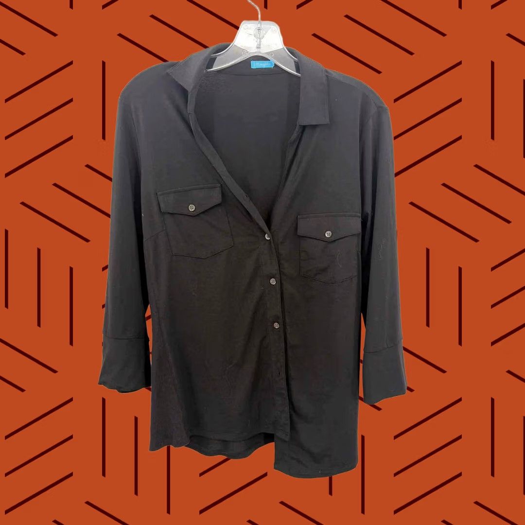 J.McLaughlin J Mclaughlin Blouse Black Button Down Size Large - Pre-Owned, Regular, Large, VINTAGE? Size L / US 10 / IT 46 - 1 Thumbnail