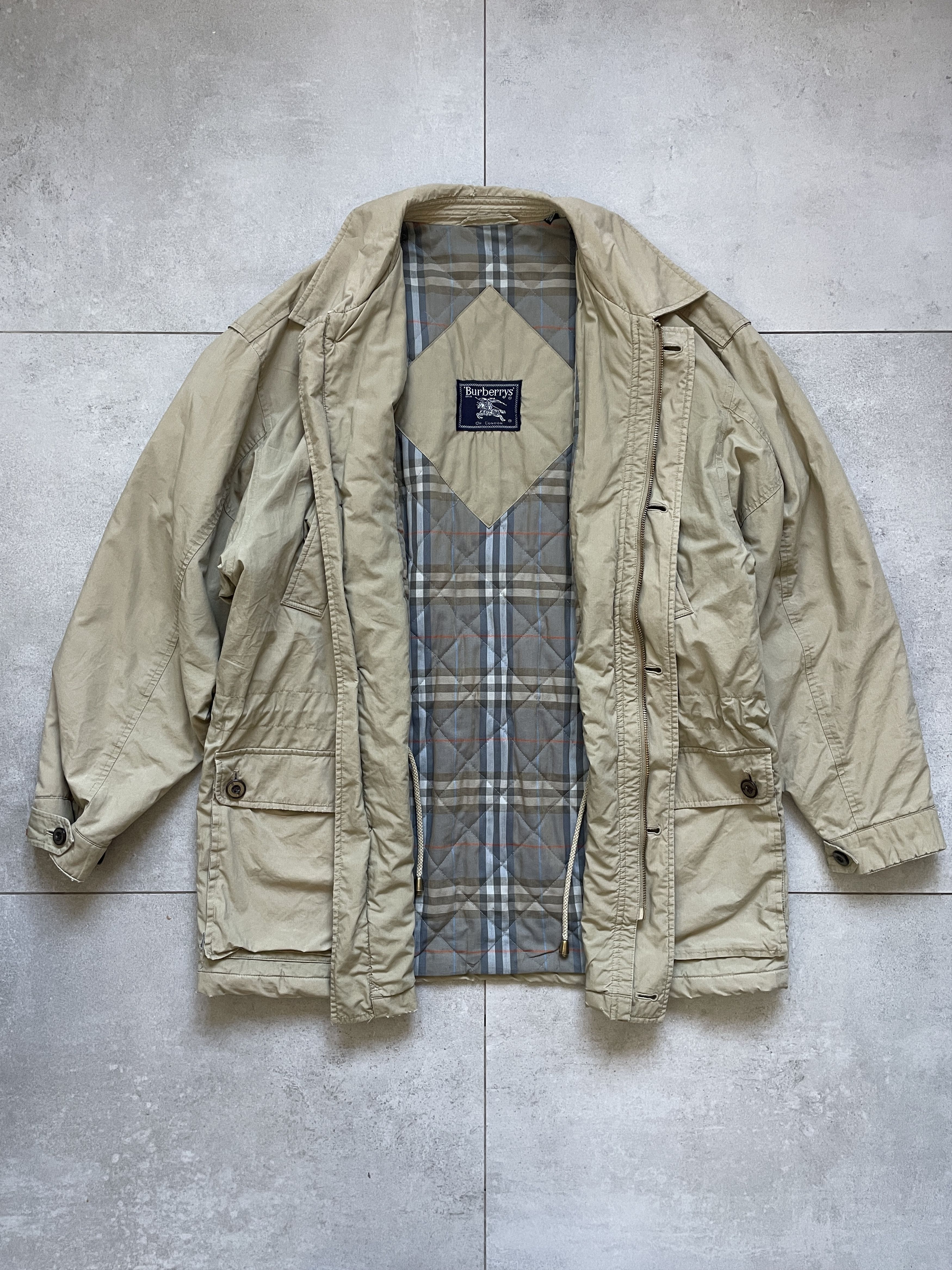 VINTAGE 90S BURBERRYS OLD MONEY BEIGE COAT JACKET