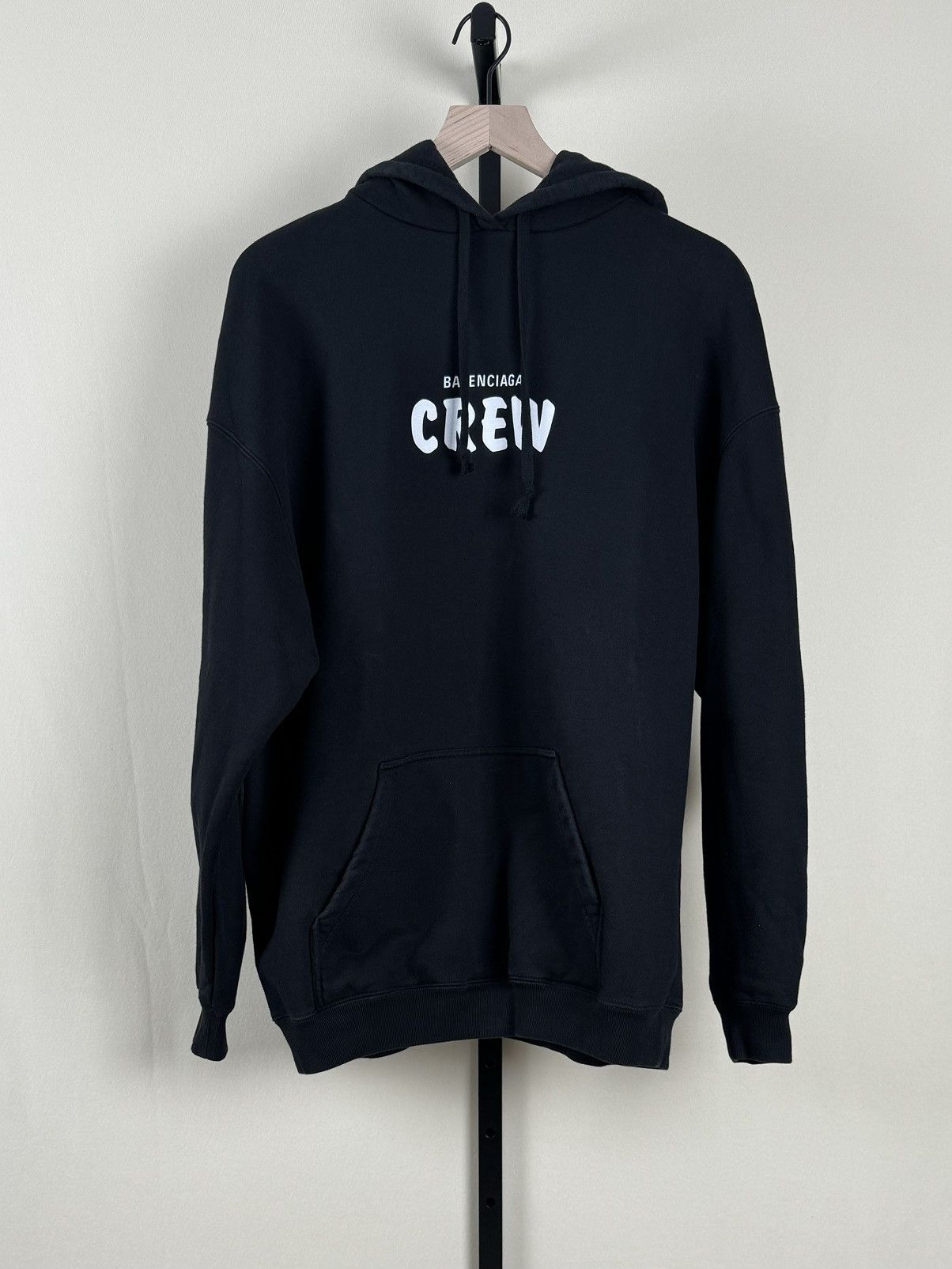 image of Balenciaga Crew Black Hoodie, Men's (Size Medium)