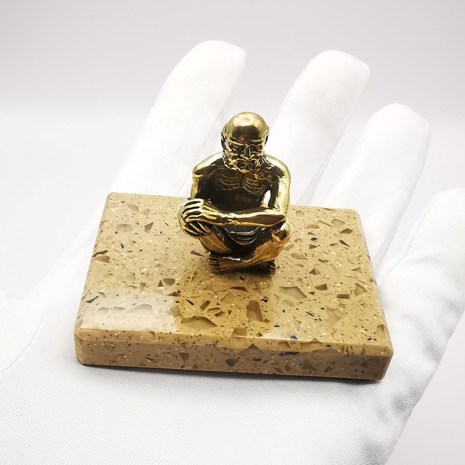 Vintage India 60s Vintage Bronze Marble Chic Artwork "Yoga" 110g Size ONE SIZE - 2 Thumbnail