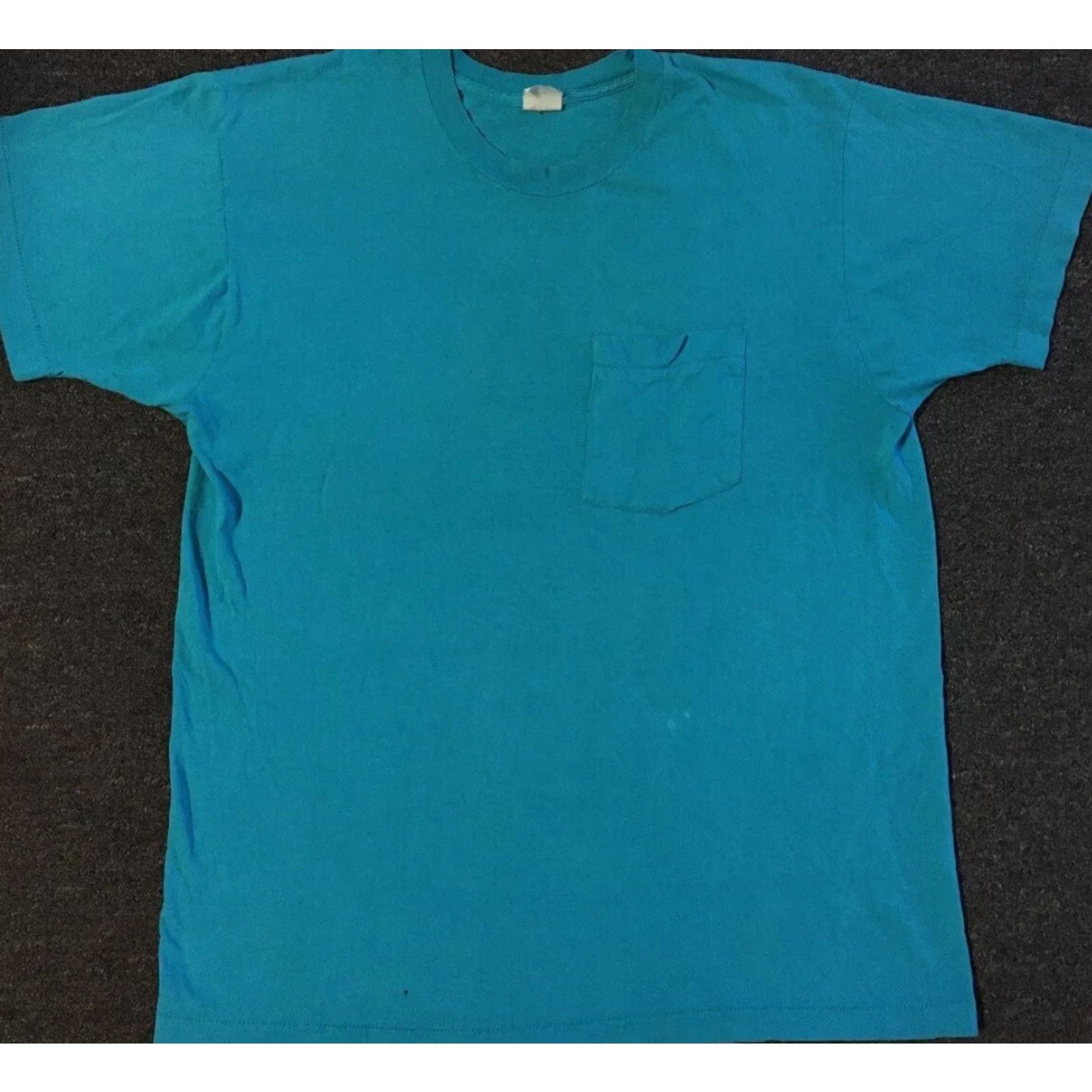Fruit Of The Loom VINTAGE FOTL Shirt Mens L Blue 80s 90s Grunge Punk Surf Skate Distressed Single Stitch USA Made Size US L / EU 52-54 / 3 - 2 Thumbnail