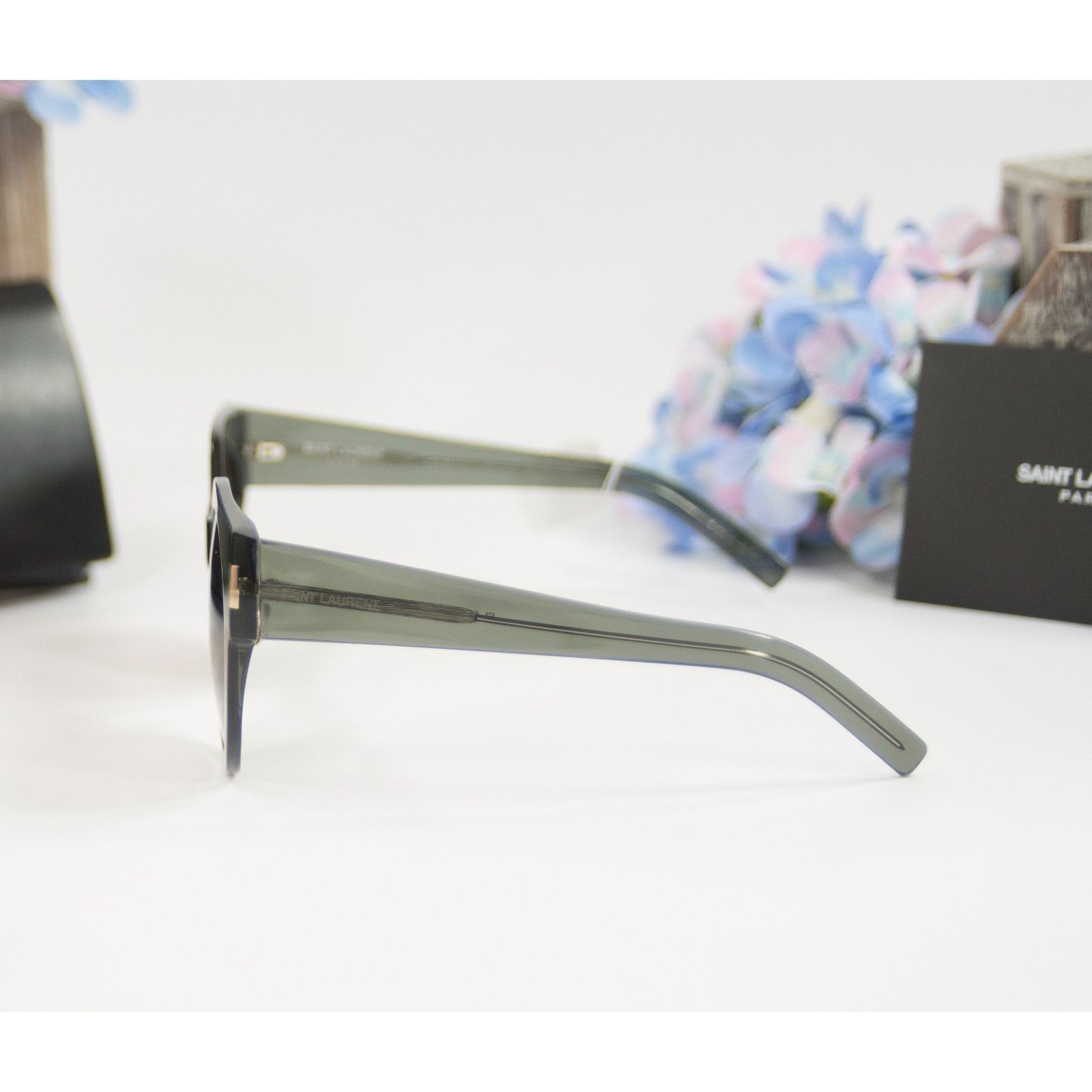 Saint Laurent Paris Saint Laurent SL185 Grey Logo Acrylic Round Sunglasses NWT C Size ONE SIZE - 3 Thumbnail