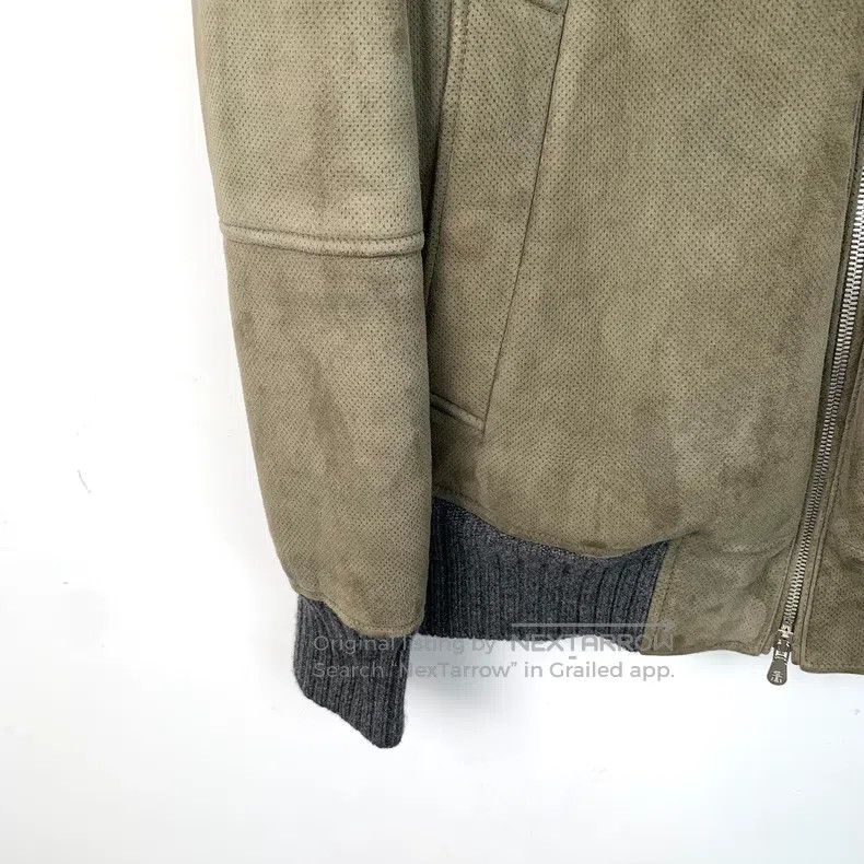 Brunello Cucinelli Brunello Cucinelli Green wool collar zipper leather jacket Size US XS / EU 42 / 0 - 4 Thumbnail