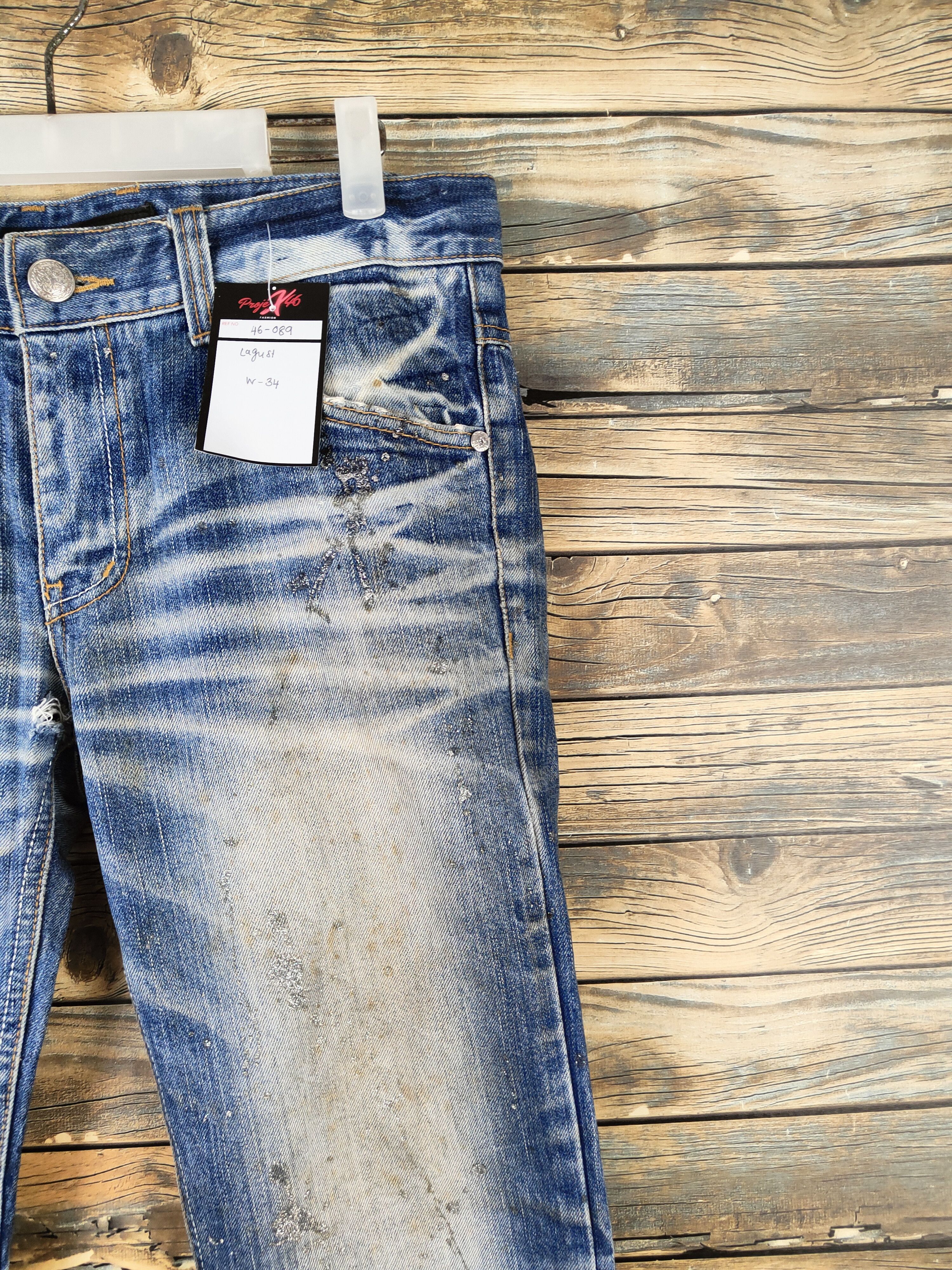 Japanese Brand DL Lagust Dark Blue Distressed Ripped Jeans #46-089 Size 34" / US 12 / IT 48 - 5 Thumbnail