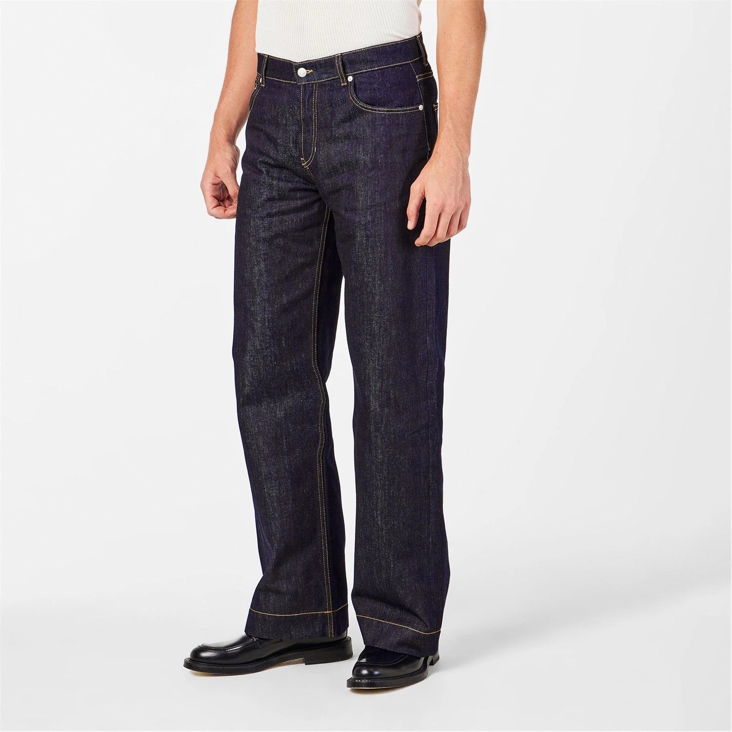 Alexander McQueen o1g2r1mq0326 Wide Leg Denim Jeans in Indigo Blue Size US 34 / EU 50 - 3 Thumbnail