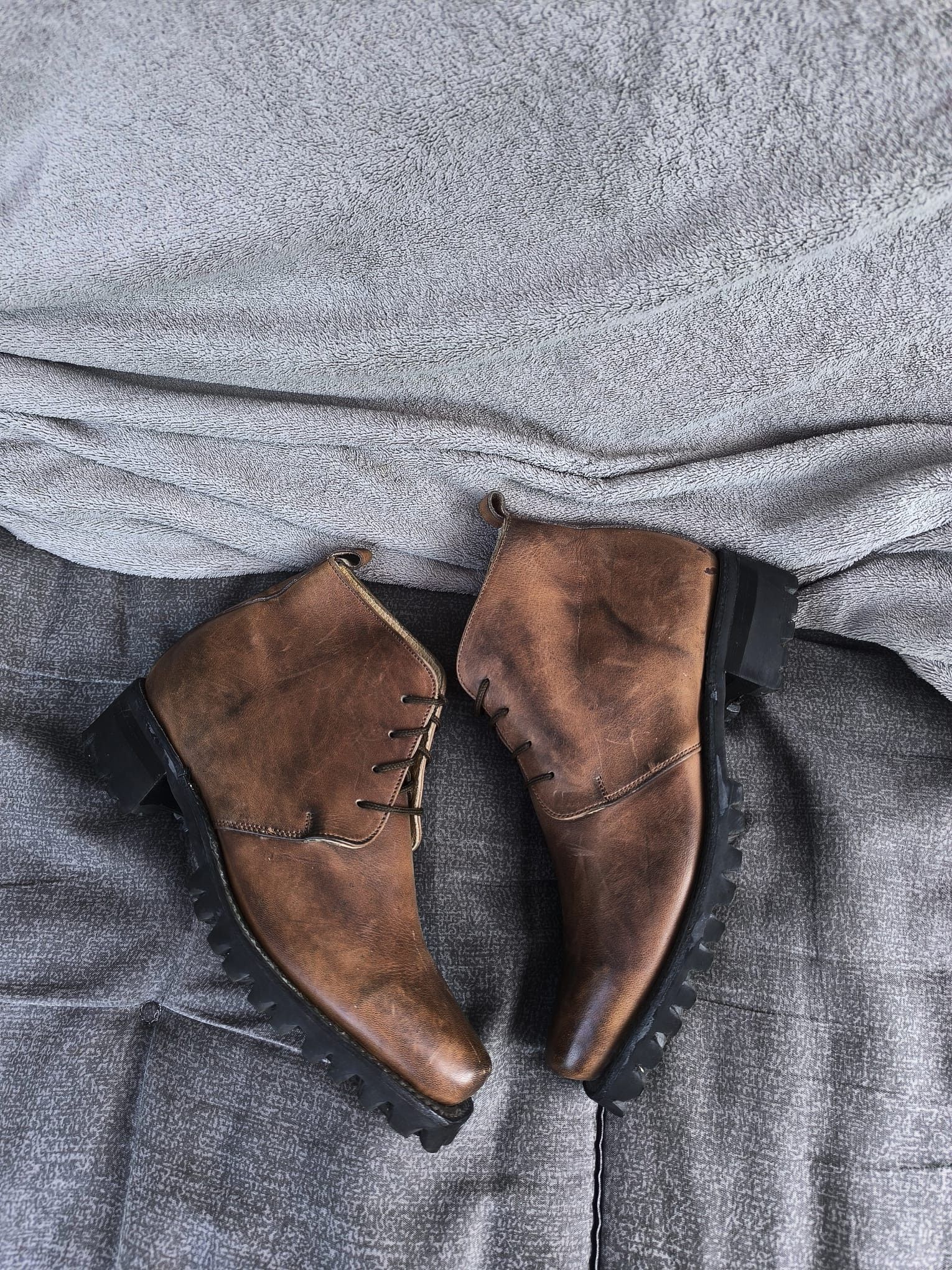 Vintage pointy block toe western ankle boots patina leather 90s Size US 7 / IT 37 - 4 Thumbnail