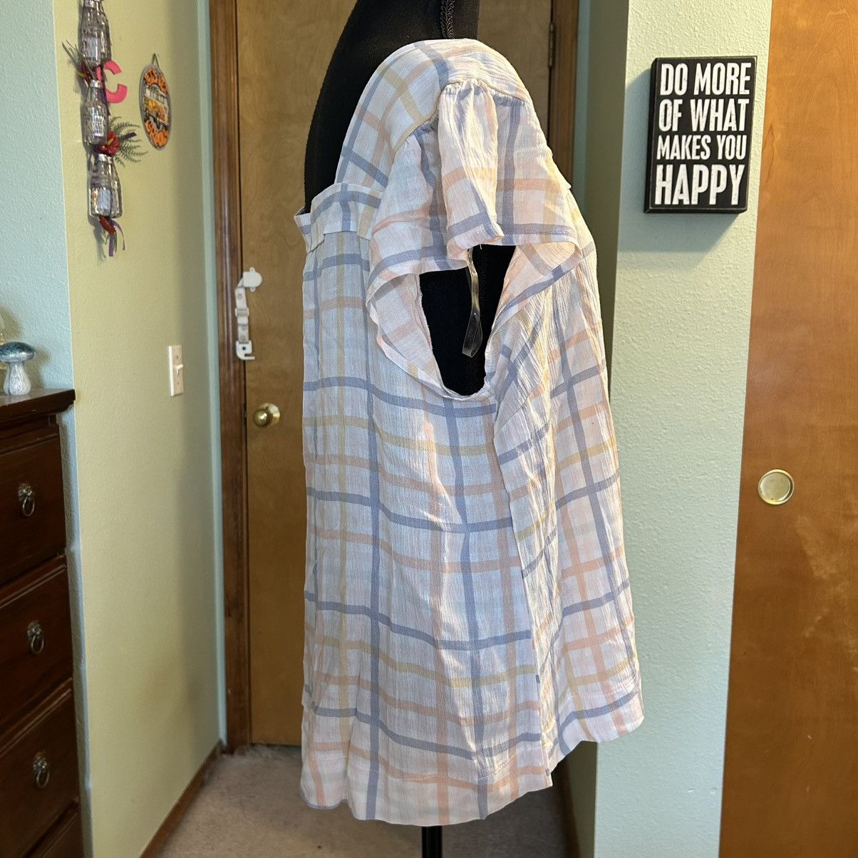 Other Angels Forever Young pastel gingham SS square neck blouse L Size L / US 10 / IT 46 - 2 Thumbnail