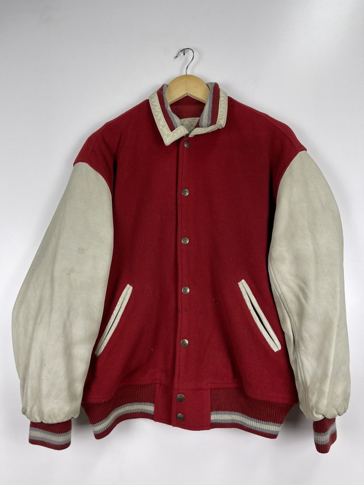 Vintage Vintage Mayson Grey Varsity Jacket Size US L / EU 52-54 / 3 - 3 Thumbnail