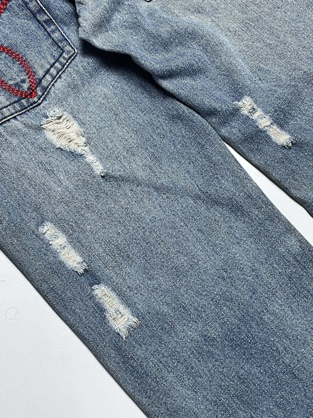 Angel Blue 2000’s Blue Moon Blue - Distressed Lowrise Patch Denim Pants Size US 26 / EU 42 - 16 Thumbnail