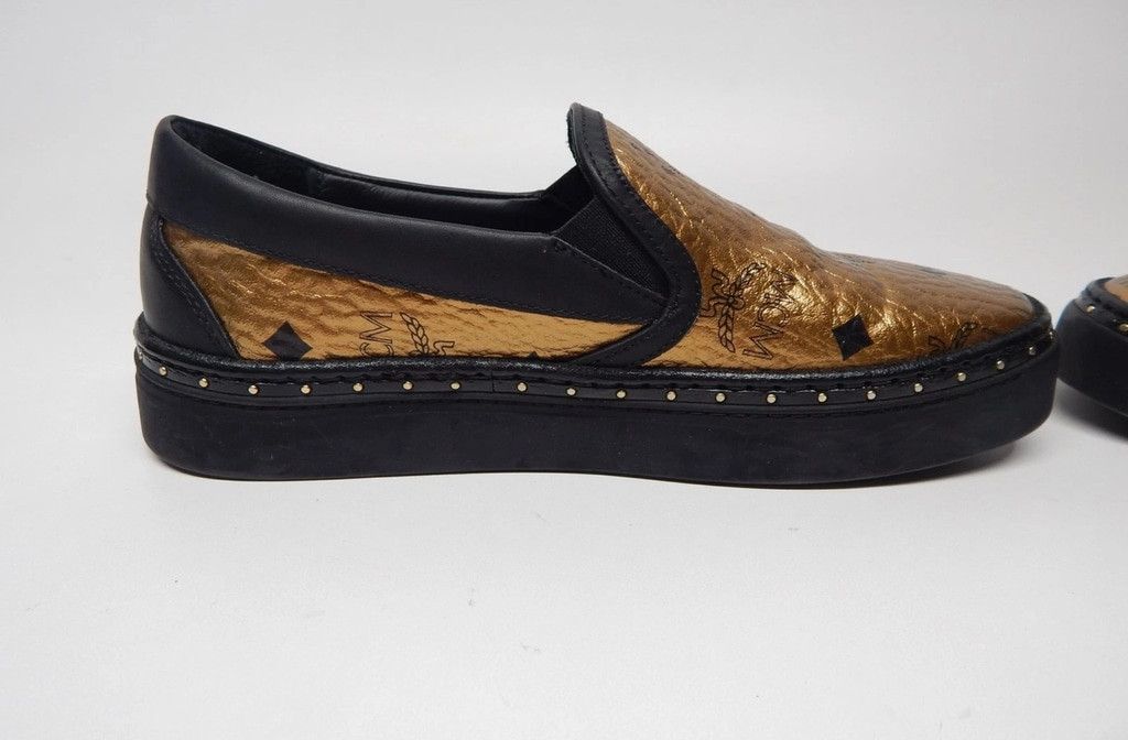 Women's MCM Slip-On Sneakers Size 37 EU Gold and Black
