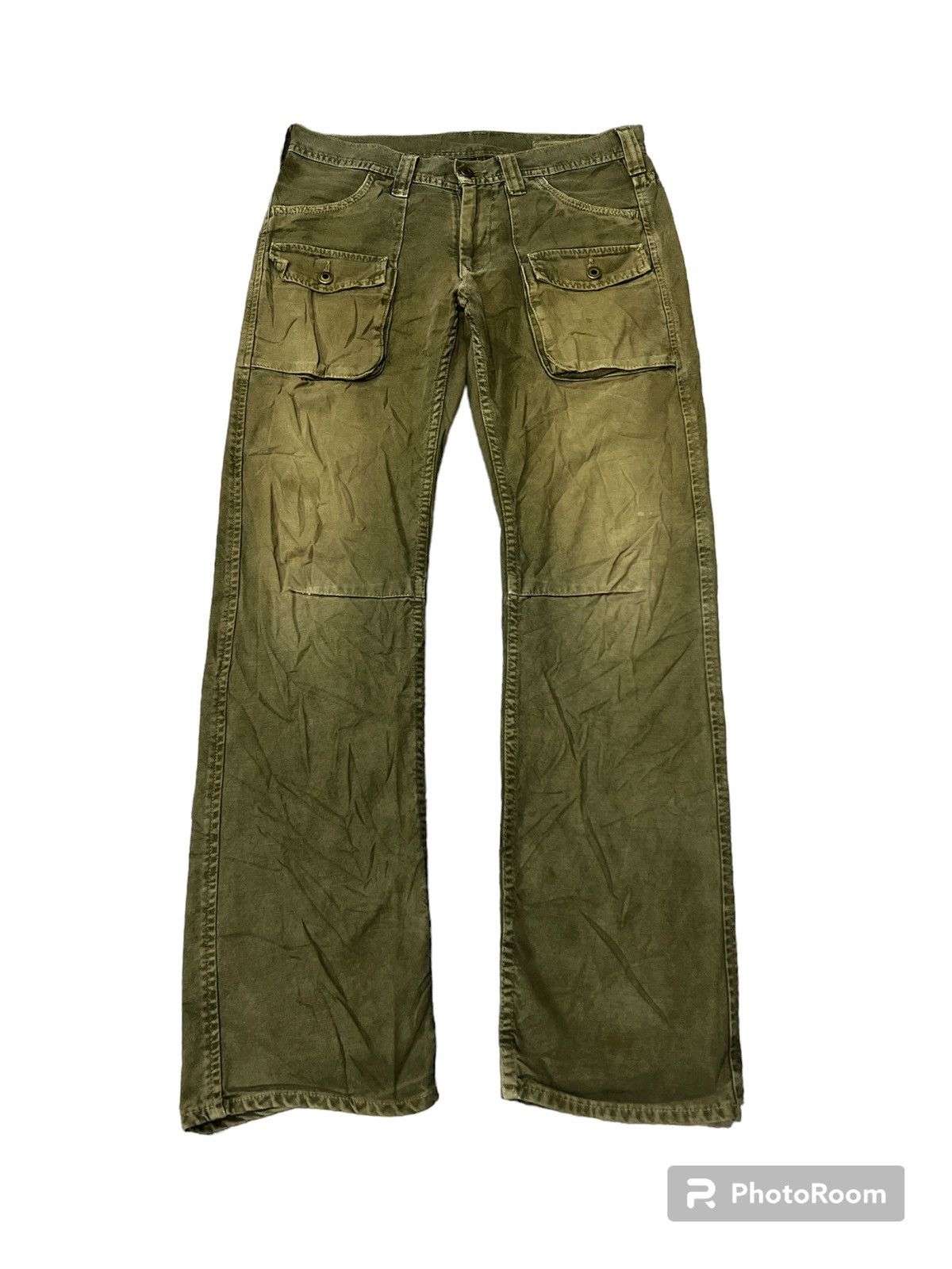 Japanese Brand VINTAGE THRASHED SUN FADED GREEN ARMY BUSH PANT Size US 32 / EU 48 - 1 Thumbnail