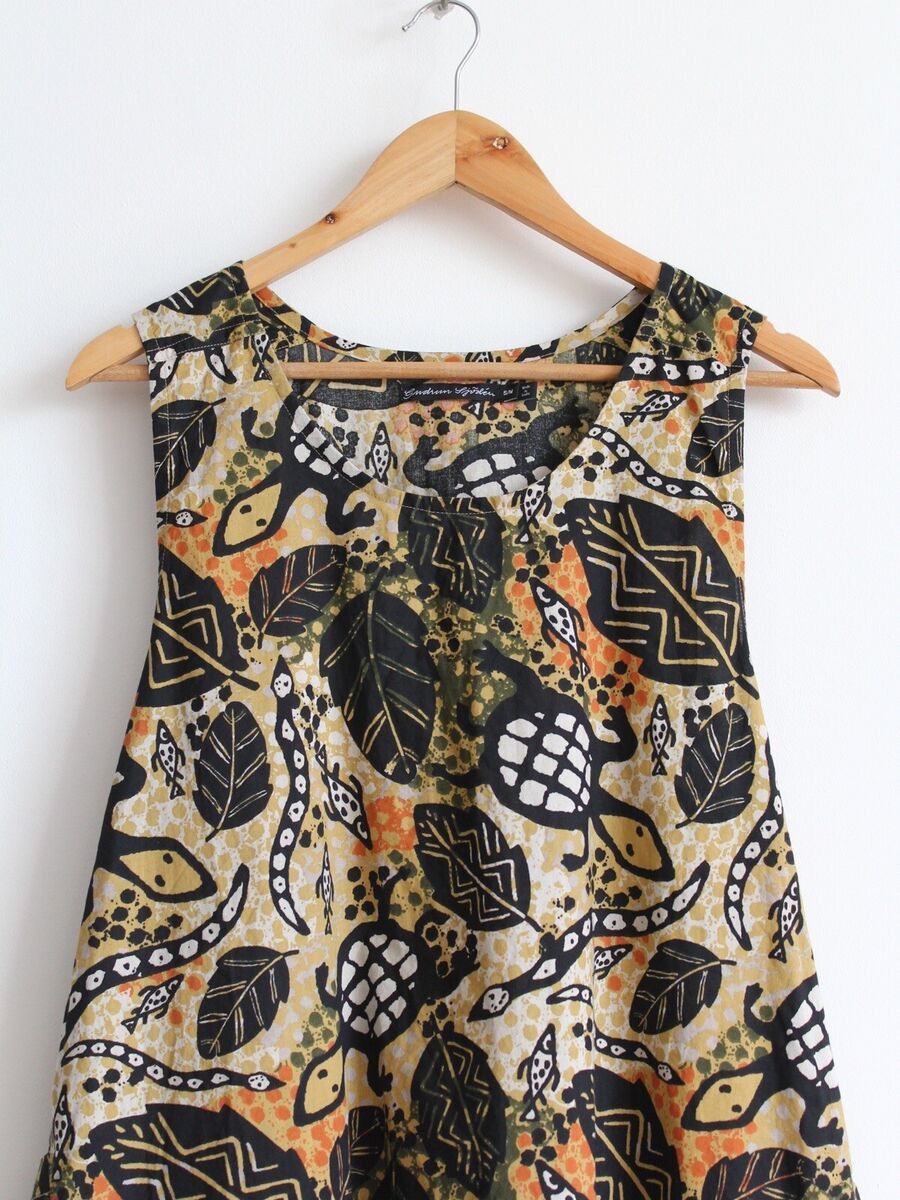 Designer 🐢 Gudrun Sjoden avant garde boho style turtles pattern dress Size M / US 6-8 / IT 42-44 - 4 Thumbnail