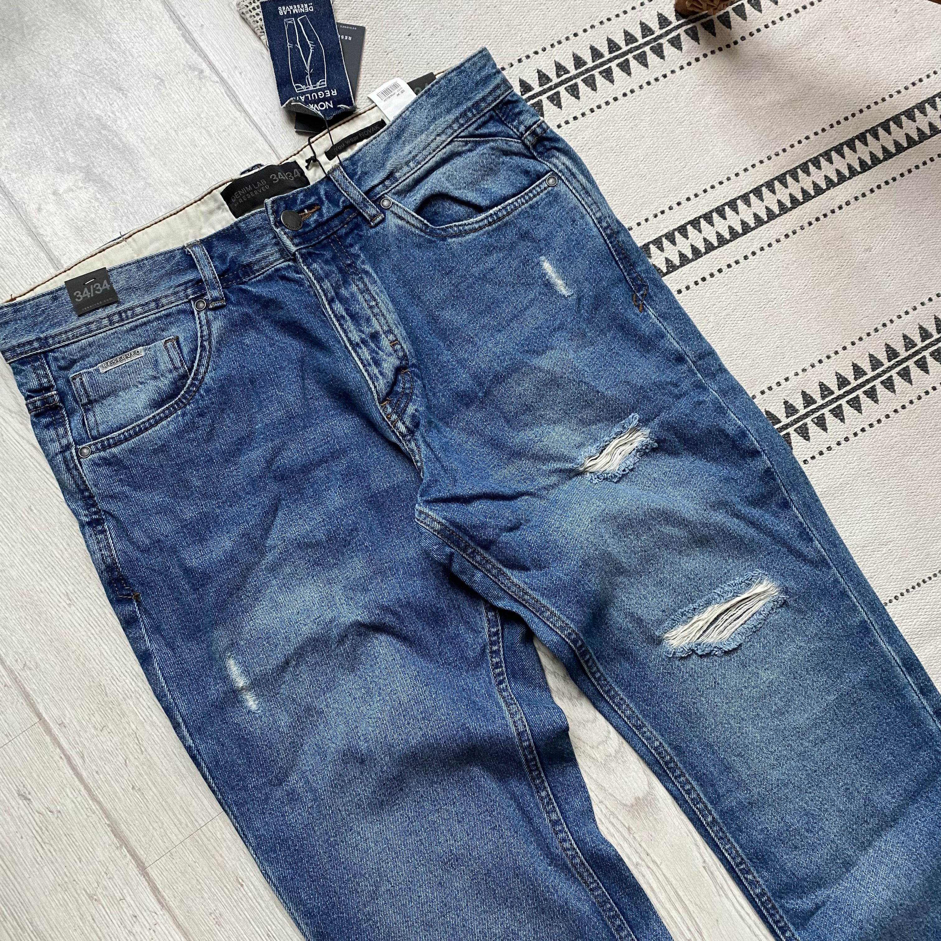 Lee Distressed Denim Faded Blue Pants Vintage lee Style Jeans Size US 33 - 2 Thumbnail