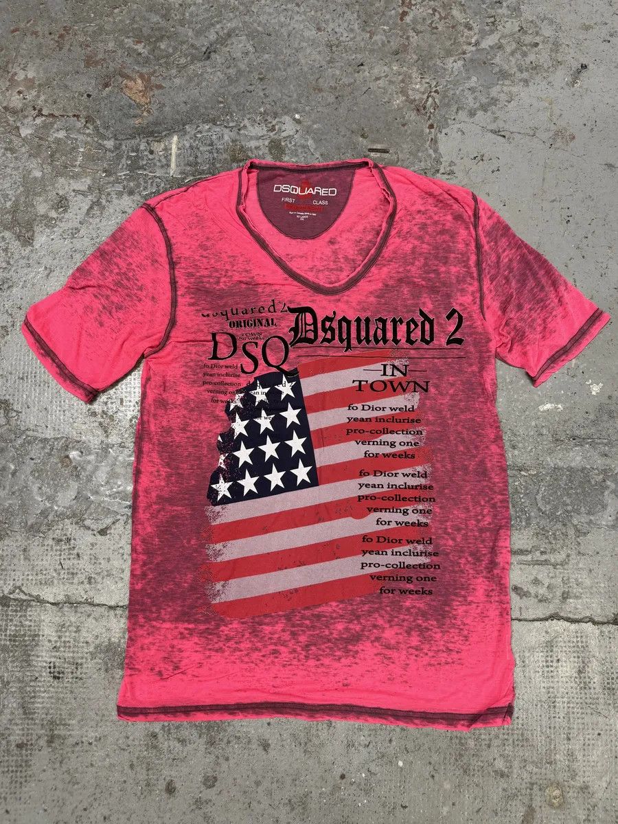 Dsquared2 Dsquared2 Pink Electric USA Flag T-Shirt Size US L / EU 52-54 / 3 - 1 Thumbnail