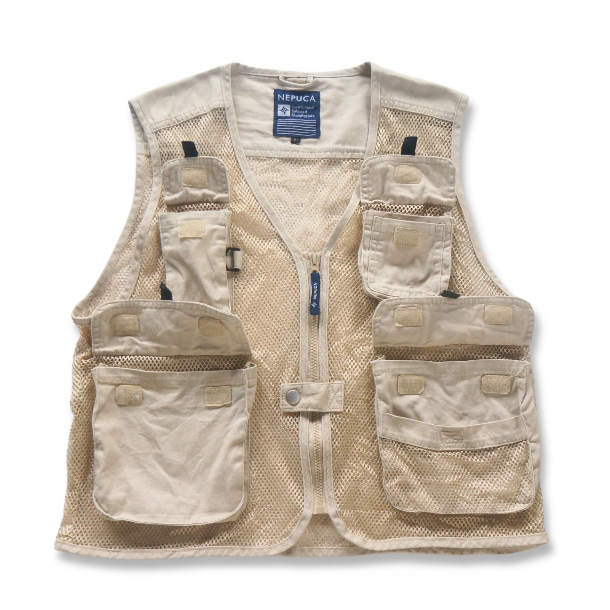 Japanese Brand Nepuca Multi-Pockets Beige Mesh Vest Size US M / EU 48-50 / 2 - 3 Thumbnail