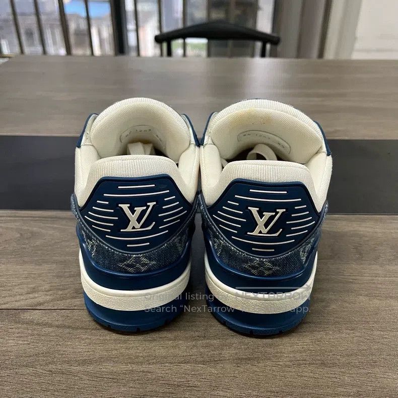 Louis Vuitton Louis Vuitton Trainer white and blue jeans shoes Size US 8.5 / EU 41-42 - 5 Thumbnail