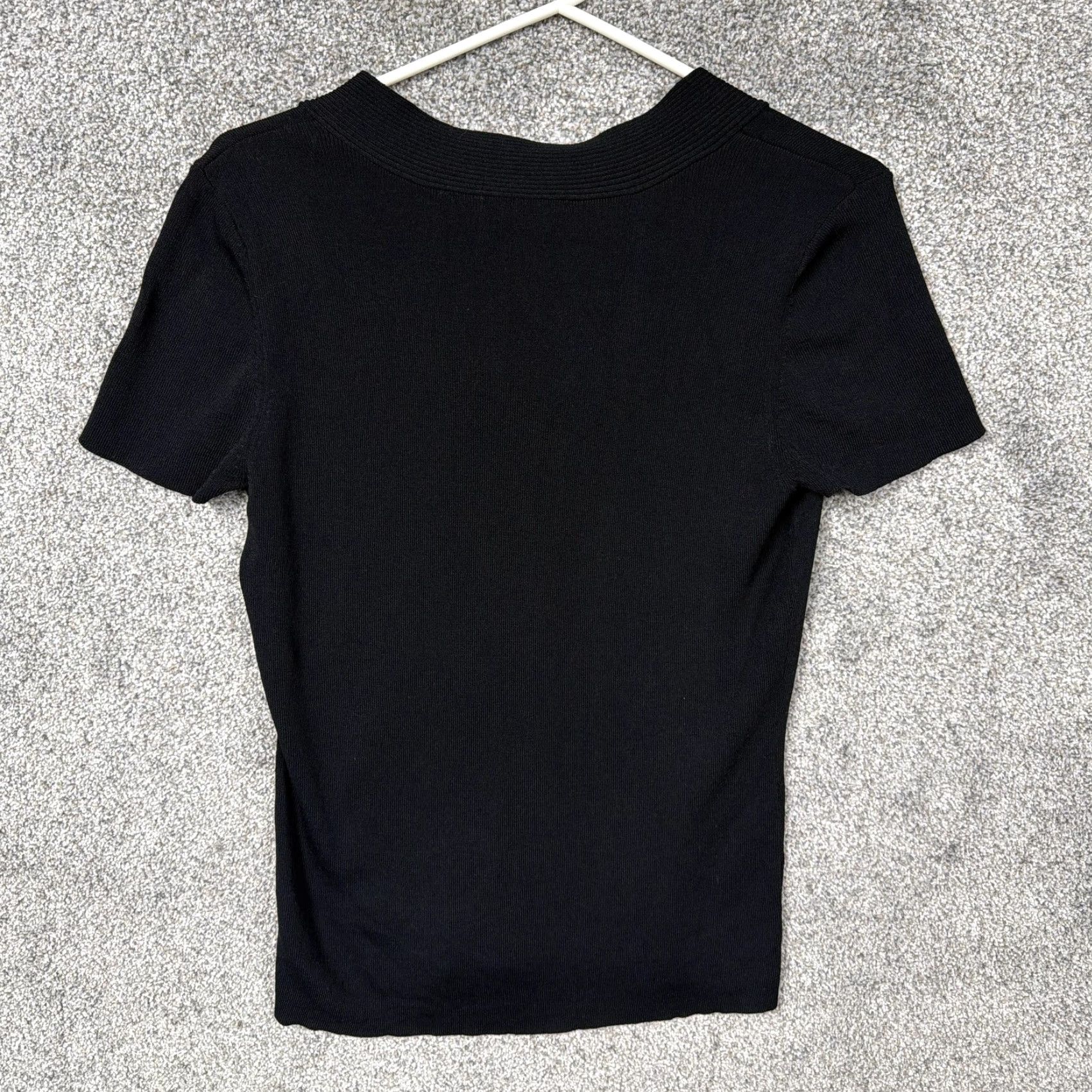 Vintage VINTAGE Notations Sweater Shirt Women M Black Solid Knit V-Neck Short Sleeve Lightweight Stretch Office Casual 90s Grunge Romantic Size M / US 6-8 / IT 42-44 - 7 Thumbnail