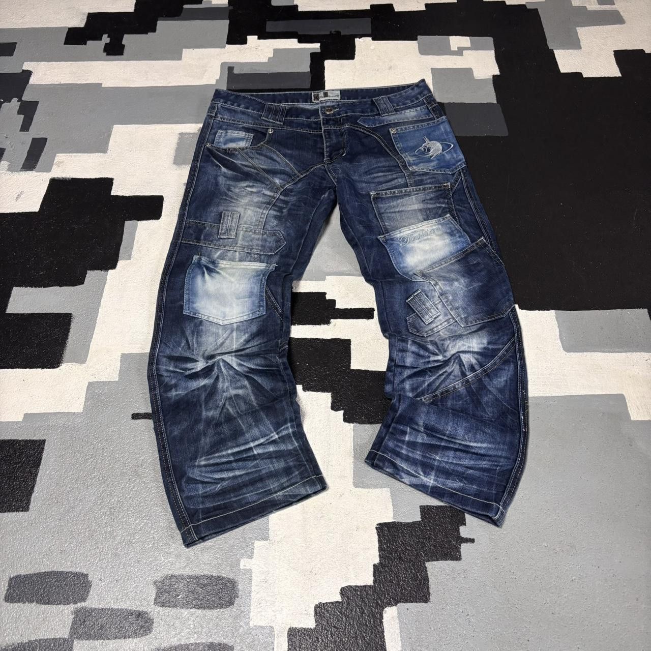 Japanese Brand × Vintage Japanese archive style embroidered patchwork jeans Size US 34 / EU 50 - 1 Thumbnail