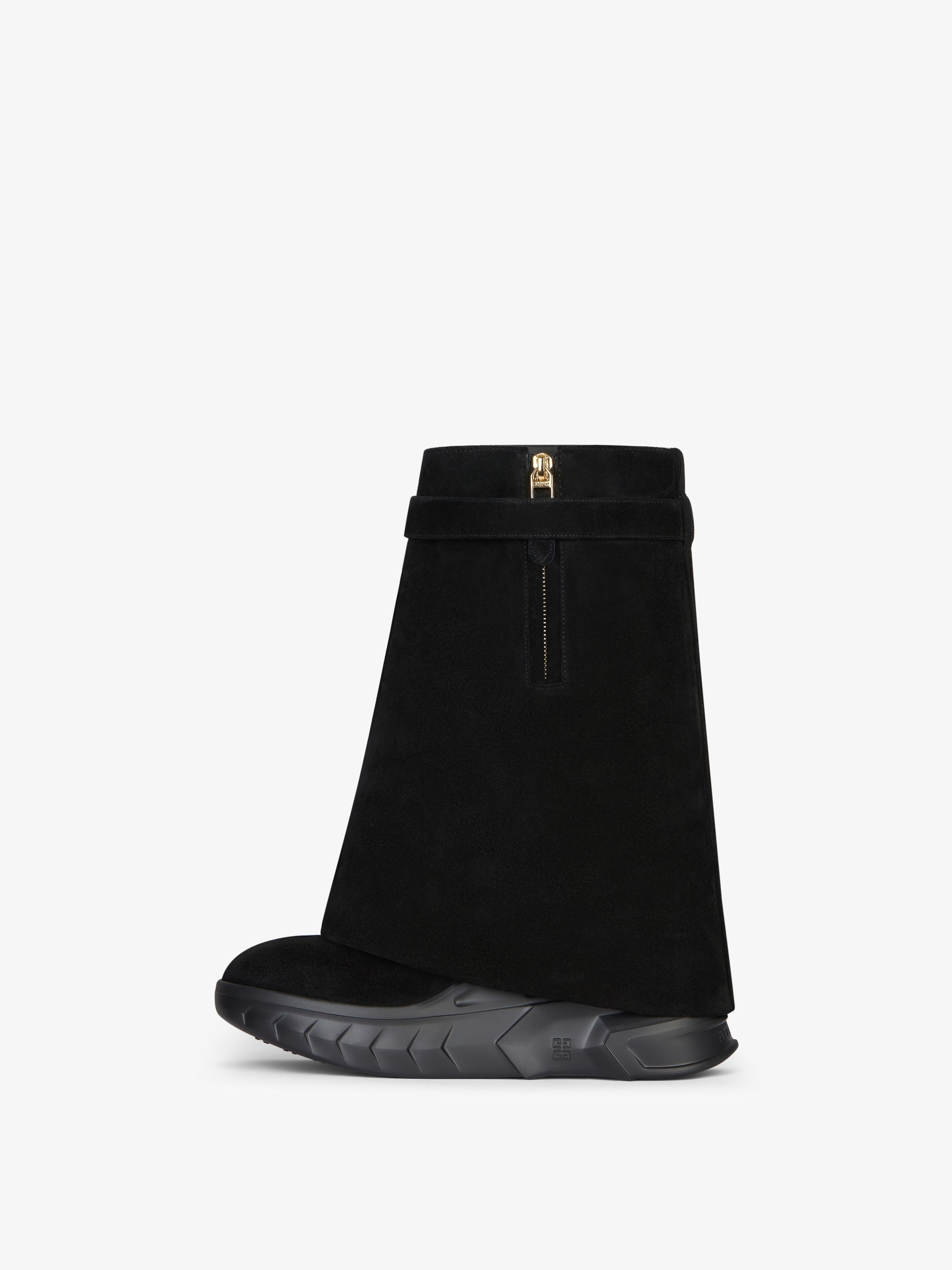 Givenchy o1srvl11e0525 Shark Lock Ankle Boots Biker Low Wedge Black Size US 6 / IT 36 - 4 Thumbnail