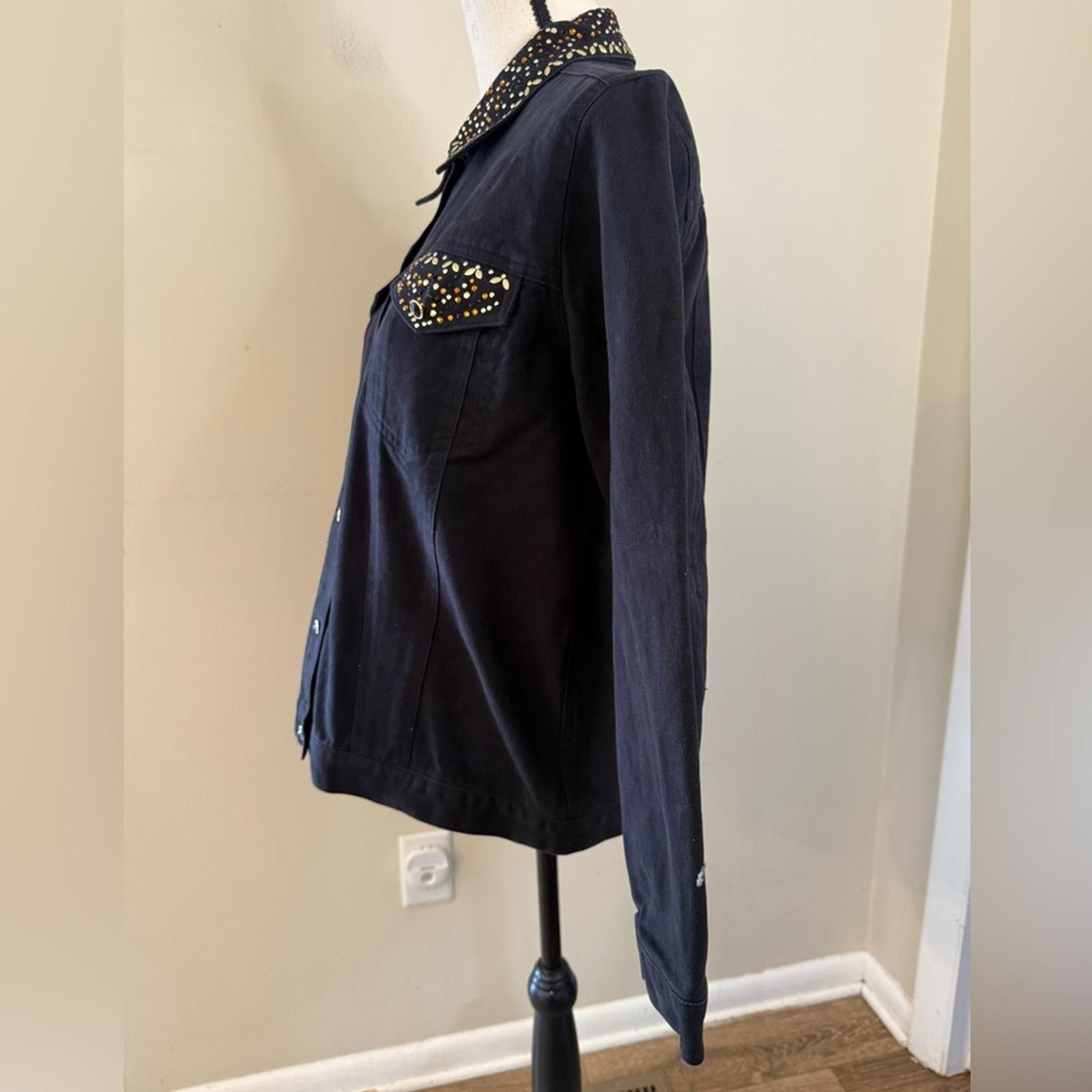 Other Laura Ashley black denim jacket jewel embellished SZ M Size M / US 6-8 / IT 42-44 - 4 Thumbnail