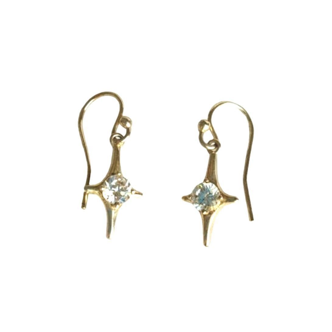 The Unbranded Brand Star Crystal Dangle Earrings NVC Yellow Gold Sterling Silver Size ONE SIZE - 3 Thumbnail