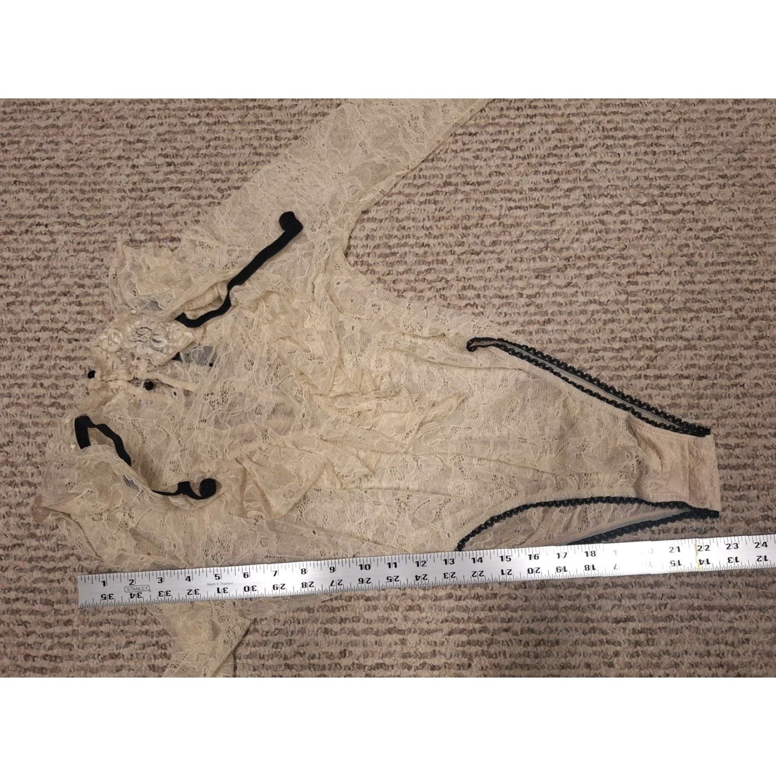 Dolls Kill Dolls Kill Bodysuit Lace Ruffle Long Sleeve Beige S Women Gothic Victorian One Piece Size S / US 4 / IT 40 - 4 Thumbnail
