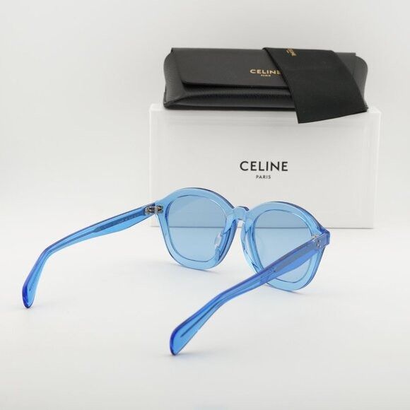 Celine Celine CL40017F 84V Sunglasses Transparent Blue Round Frame Size ONE SIZE - 11 Thumbnail