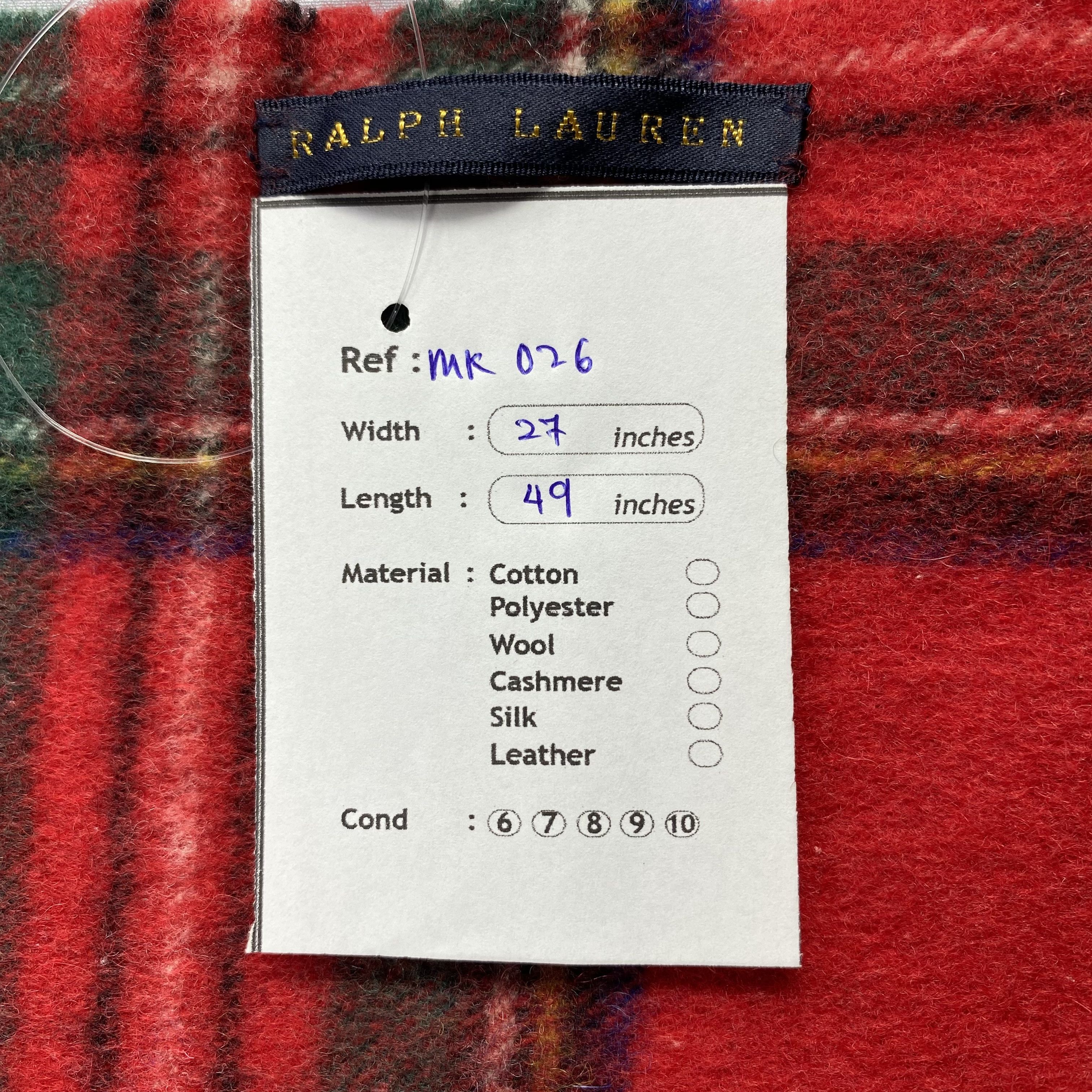 Ralph Lauren Ralph Lauren Scarf Big Size Neck Wrap Plaid Muffler Size ONE SIZE - 5 Thumbnail