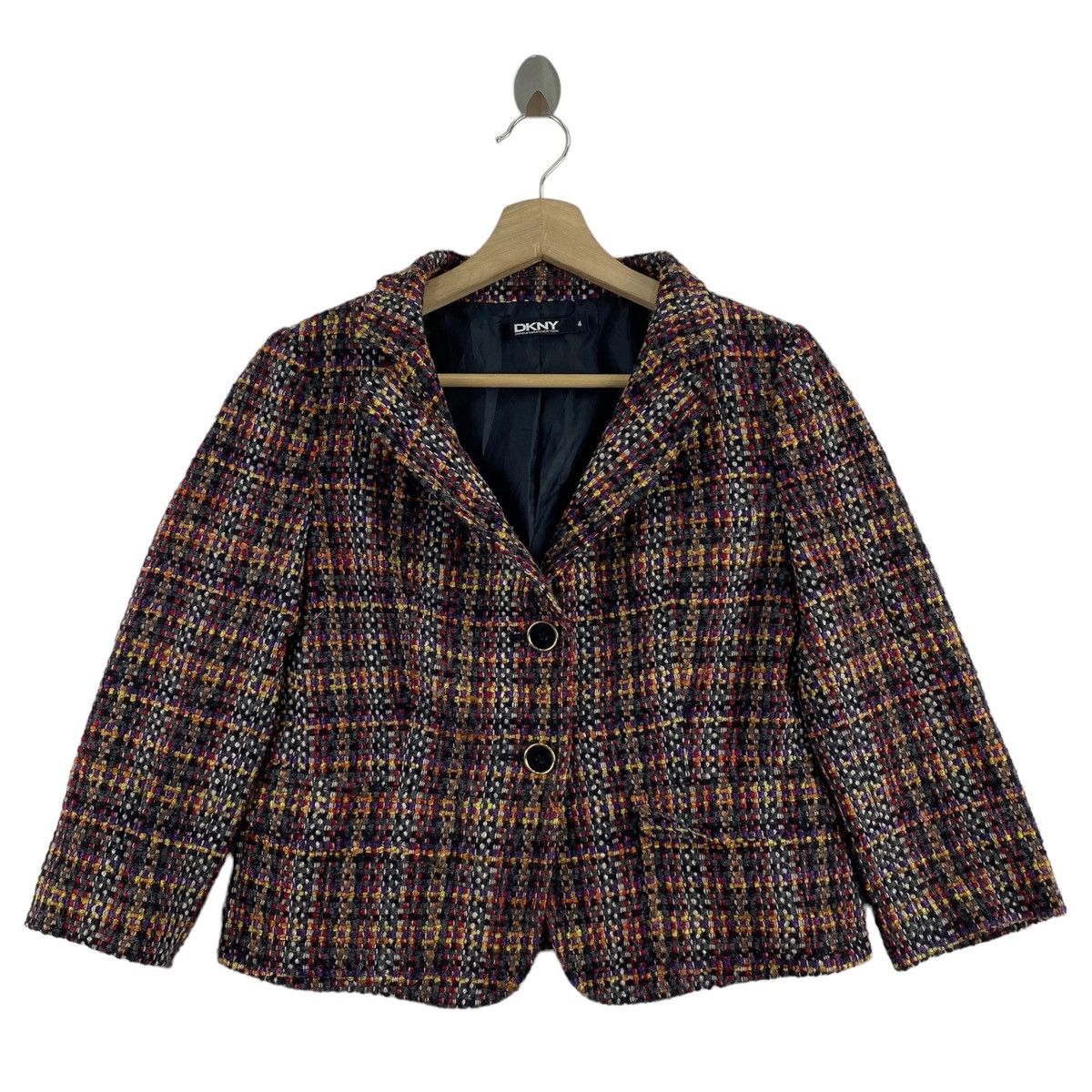 DKNY × Donna Karan × Vintage Vintage DONNA KARAN New York DKNY Check Tartan Design Tweed Size S / US 4 / IT 40 - 1 Thumbnail