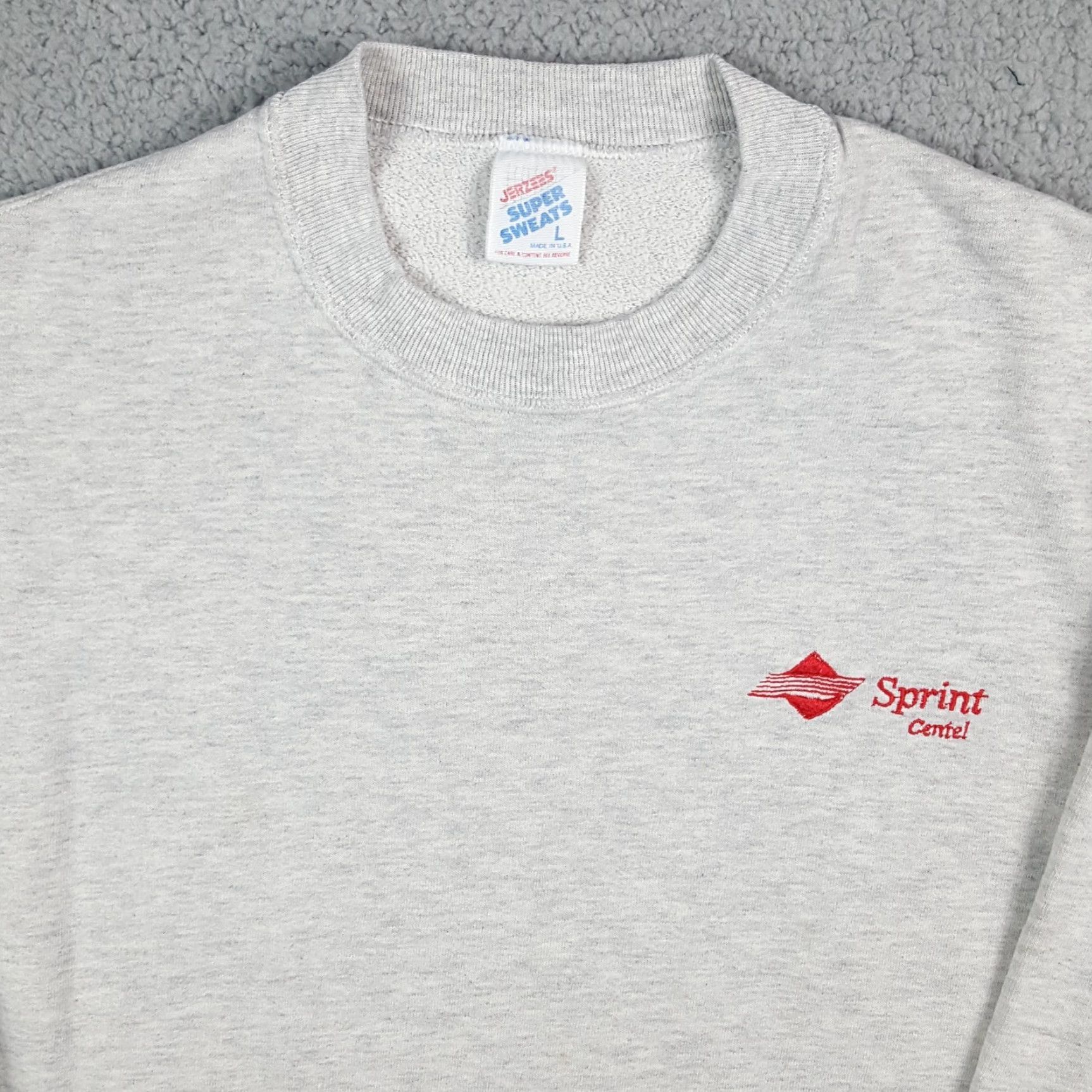 Jerzees Vintage 90s Sprint Phone Logo Retro Tech Size Large Pullover Crewneck Sweatshirt Size US L / EU 52-54 / 3 - 2 Thumbnail
