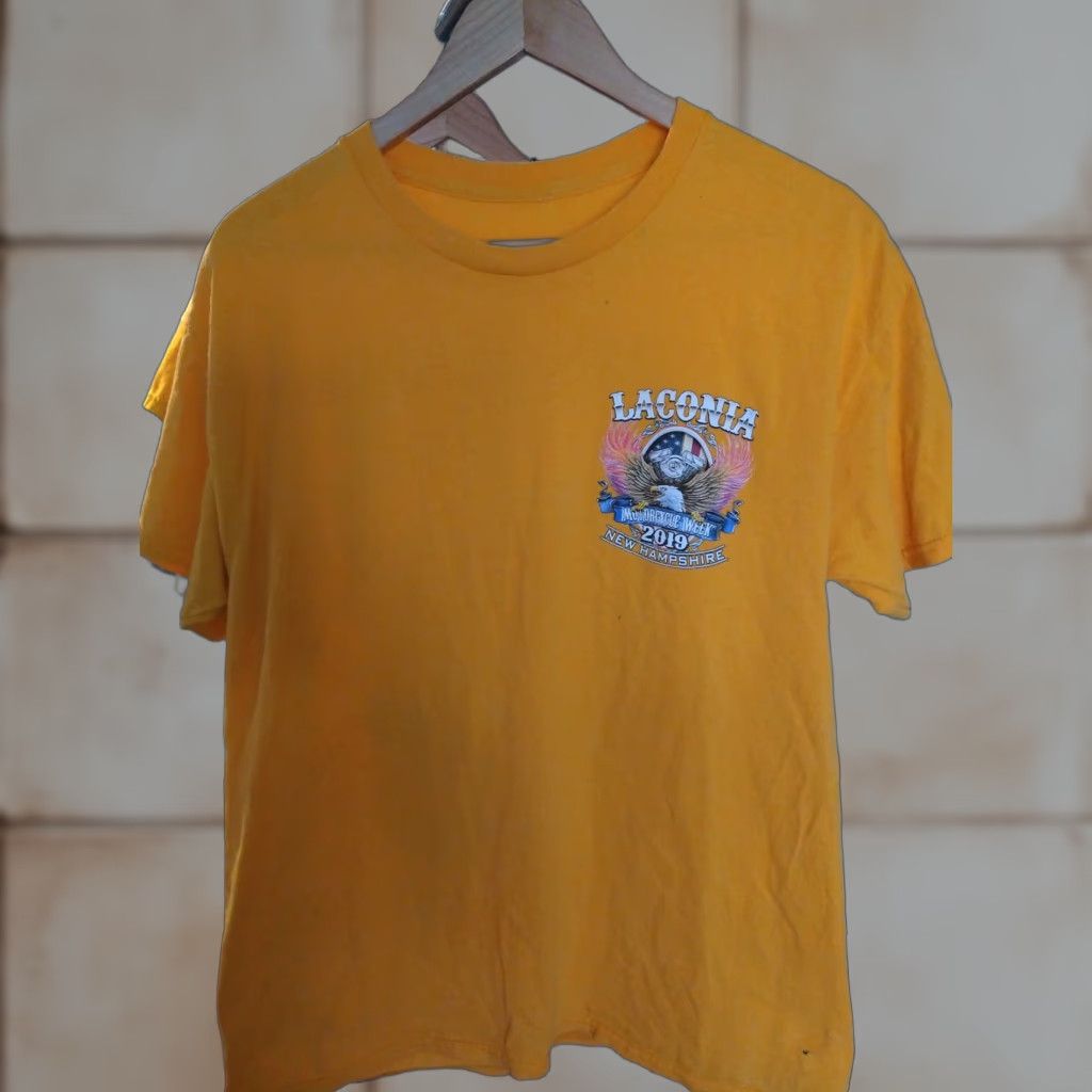 Vintage VINTAGE Laconia Motorcycle Week New Hampshire USA T-Shirt Size L Shirt Men Yellow 90s Theme Motorcycle Size US L / EU 52-54 / 3 - 1 Thumbnail